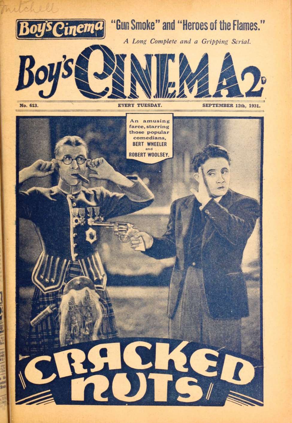 Book Cover For Boy's Cinema 613 - Cracked Nuts - Bert Wheeler - Robert Woolsey
