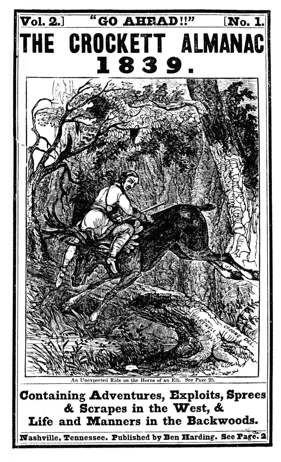 Comic Book Cover For Davy Crockett's Almanack 1839