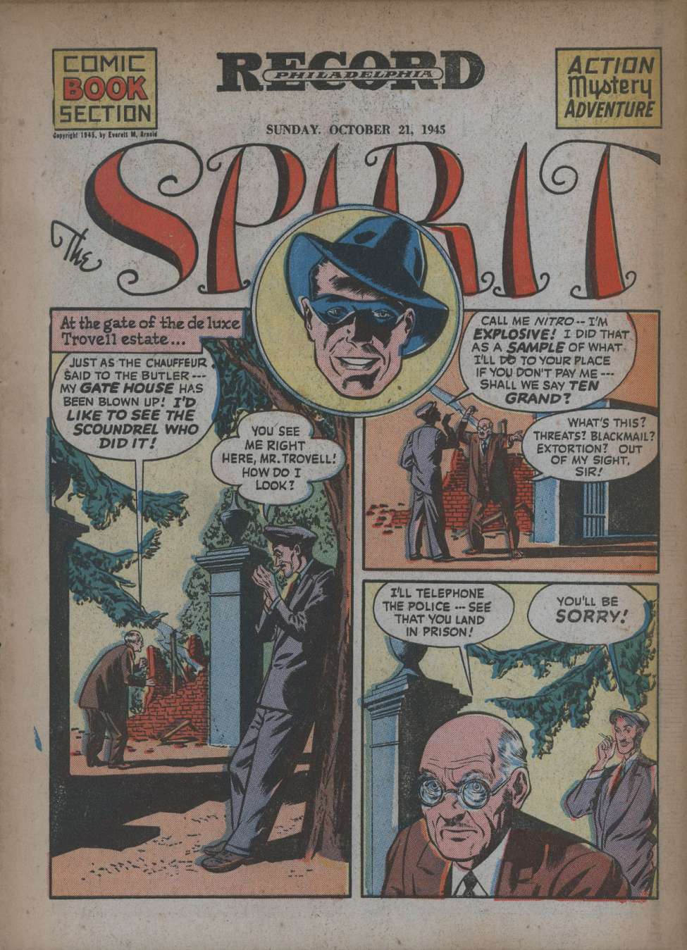 Comic Book Cover For The Spirit (1945-10-21) - Philadelphia Record