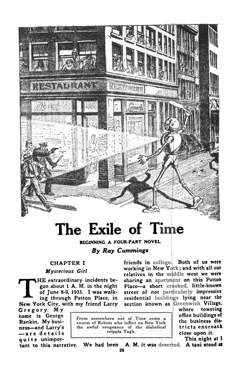 Book Cover For Astounding Serial - The Exile of Time - R Cummings