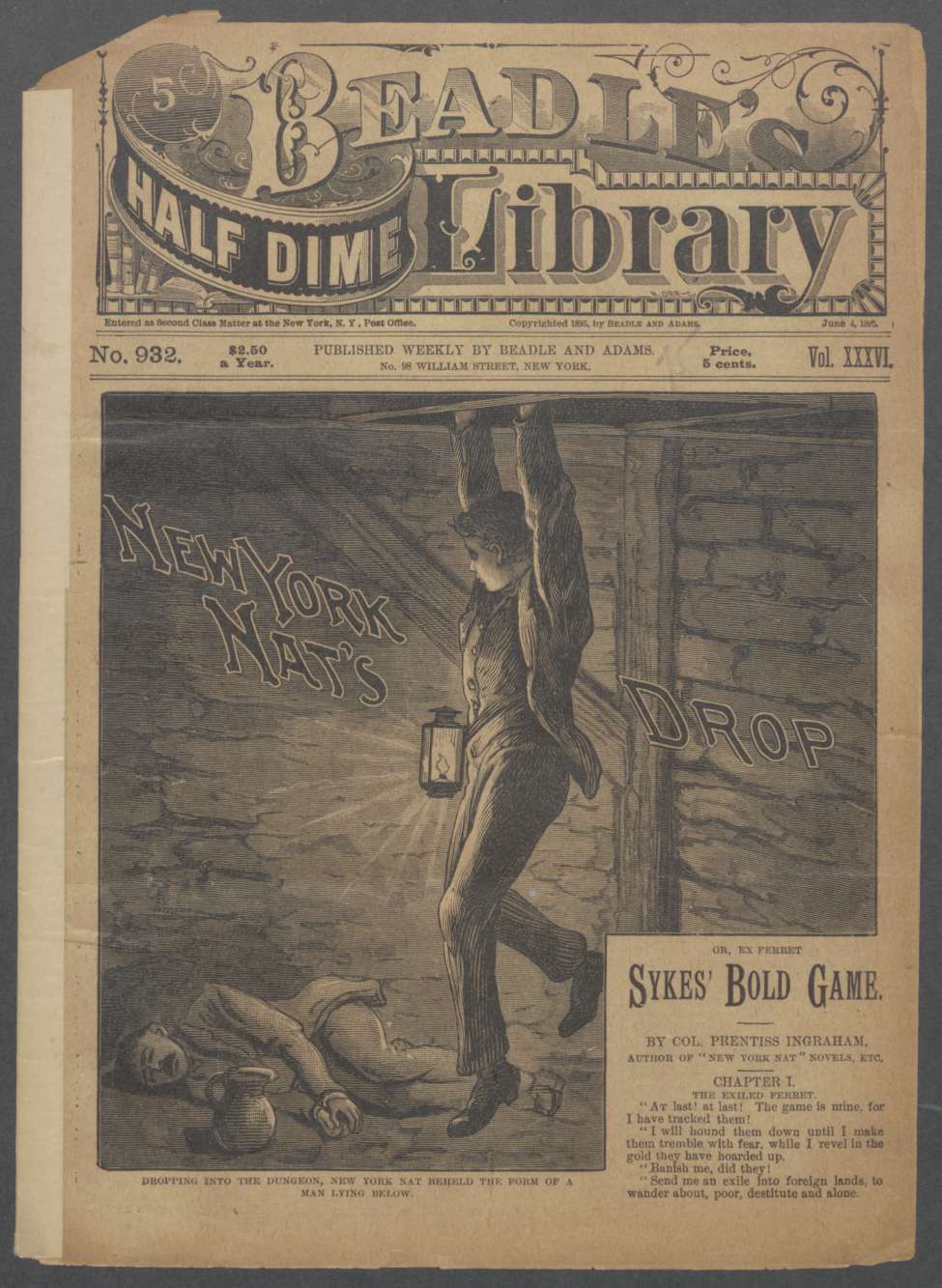 Book Cover For Beadle's Half Dime Library 932 - New York Nat's Drop
