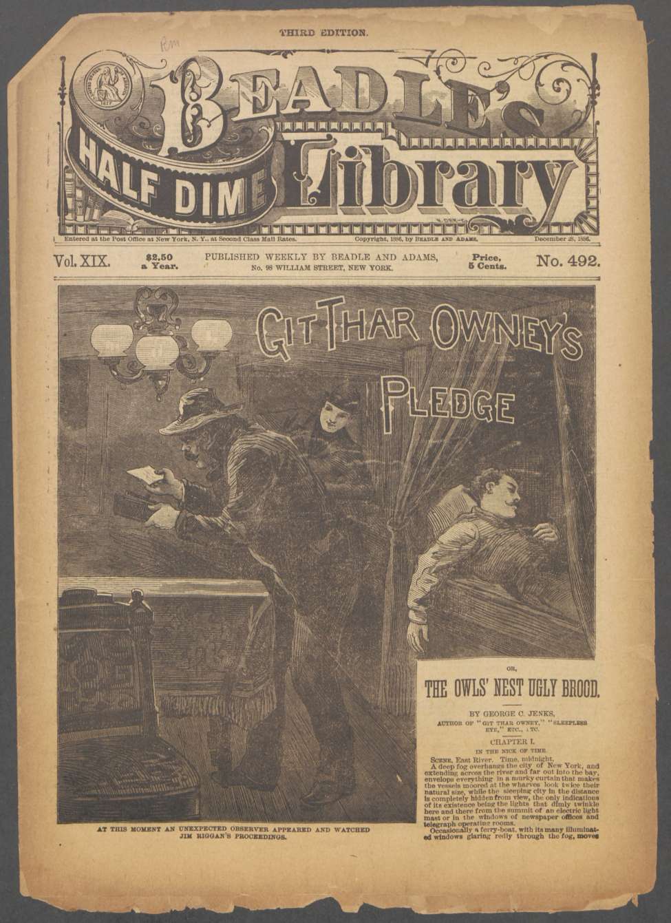 Book Cover For Beadle's Half Dime Library 492 - Git Thar Owney's Pledge