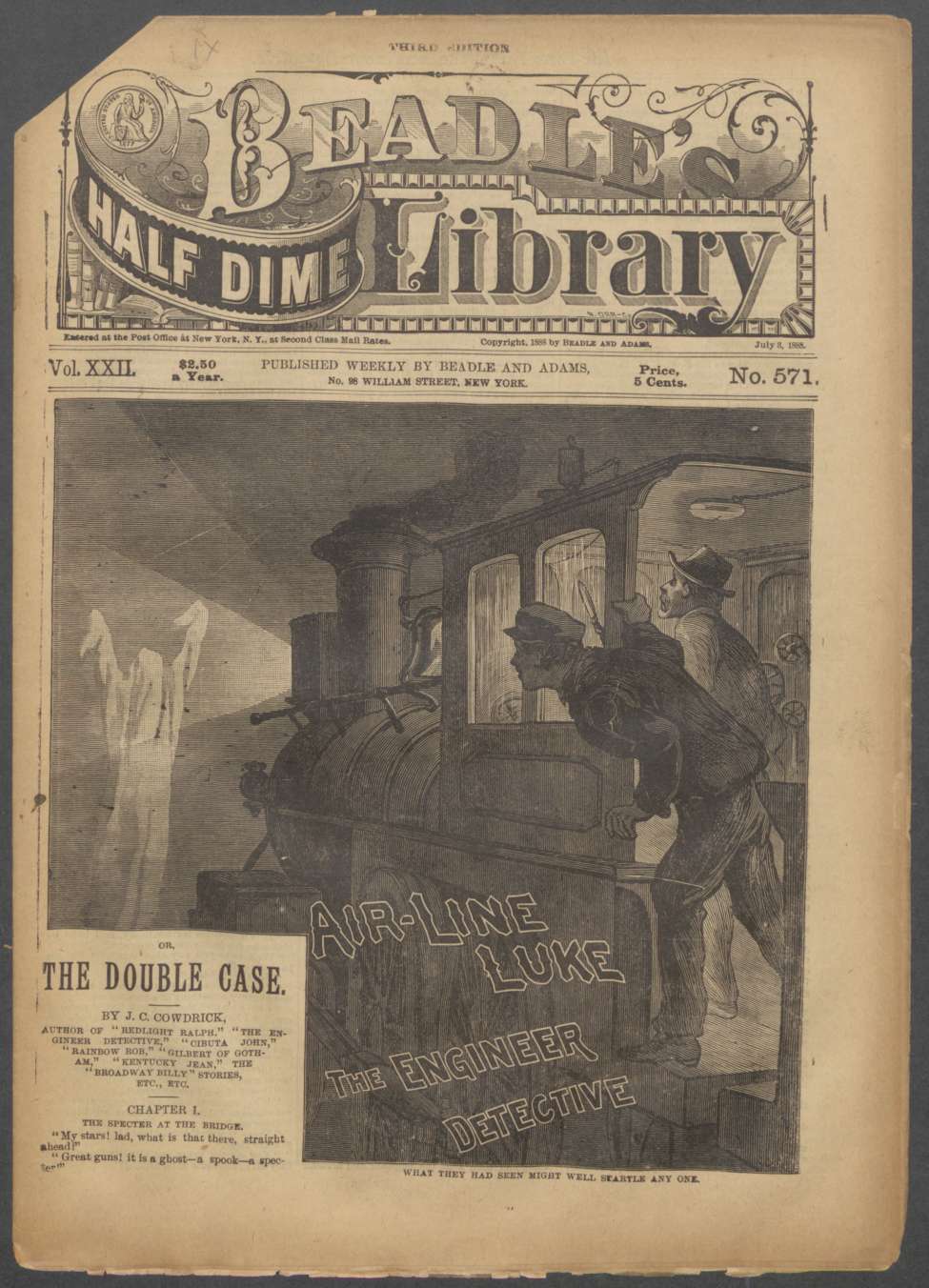 Book Cover For Beadle's Half Dime Library 571 - Air-Line Luke, the Engineer Detective