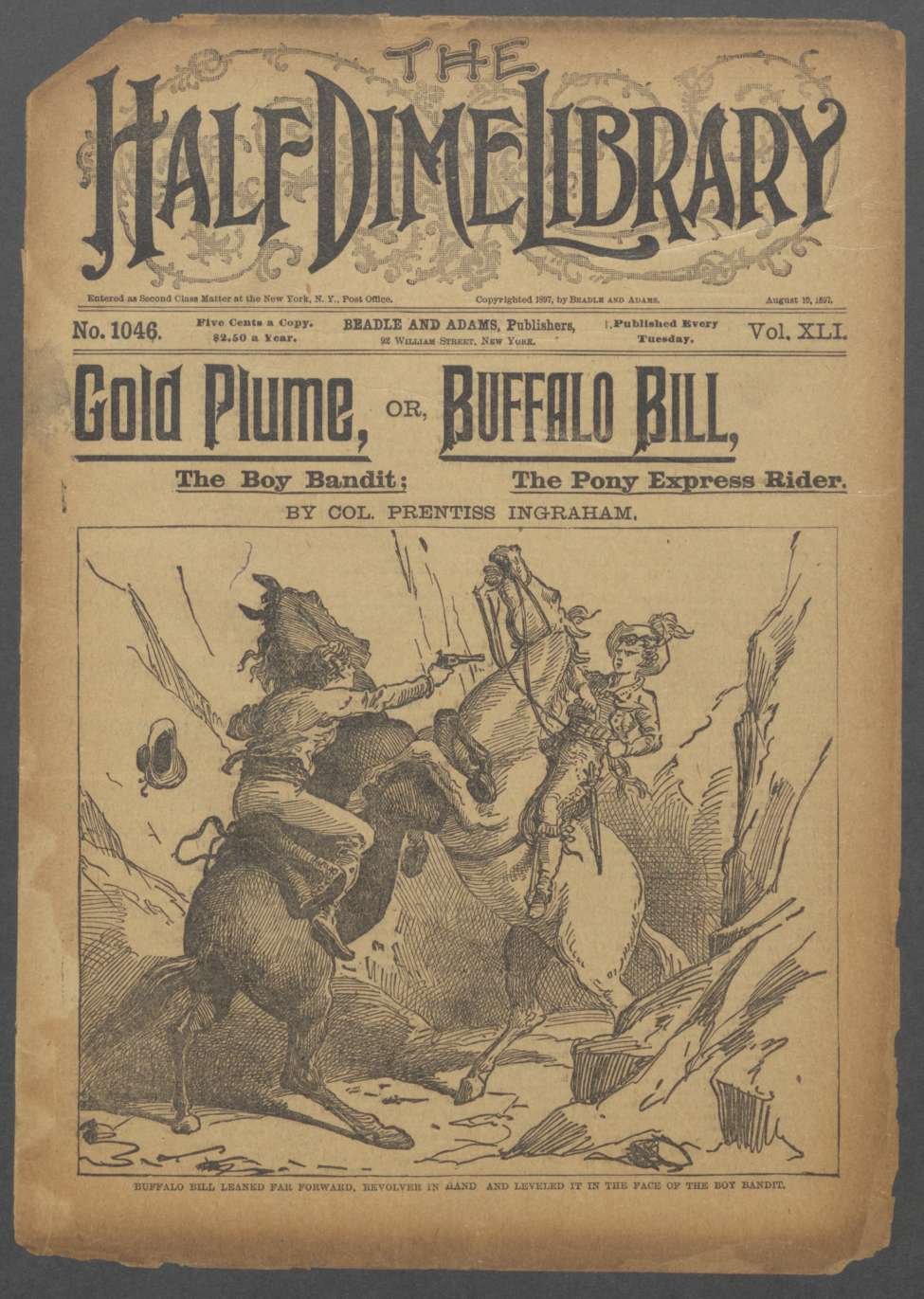 Book Cover For Beadle's Half Dime Library 1046 - Gold Plume, the Boy Bandit