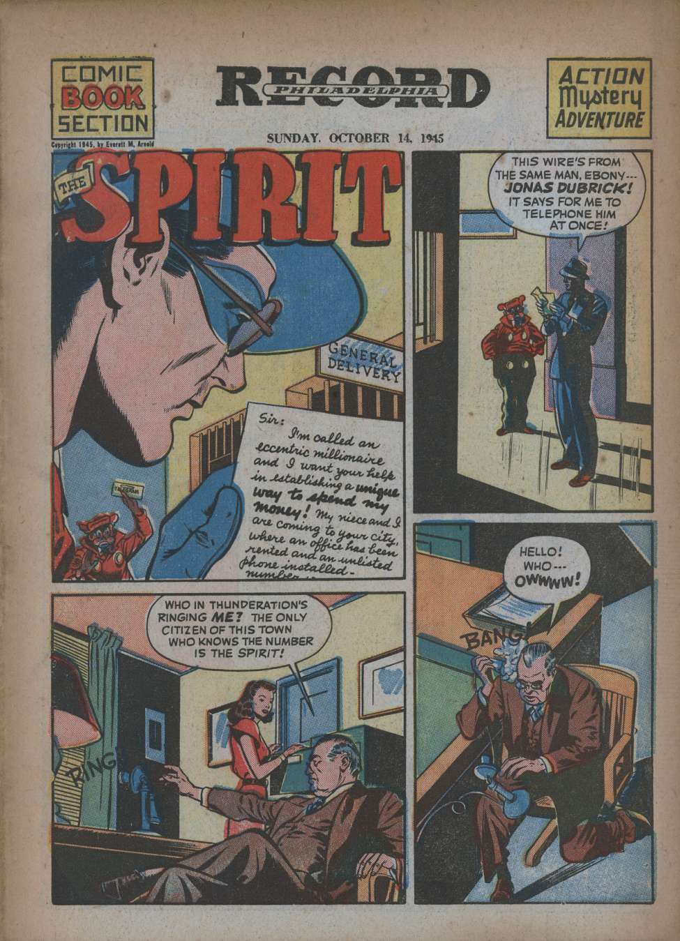 Comic Book Cover For The Spirit (1945-10-14) - Philadelphia Record