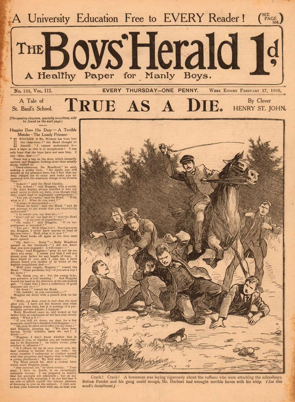 Book Cover For The Boys' Herald 135 - Huggins Does His Duty