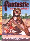 Cover For Fantastic Adventures v9 8 - Toka Fights the Big Cats - J. W. Pelkie