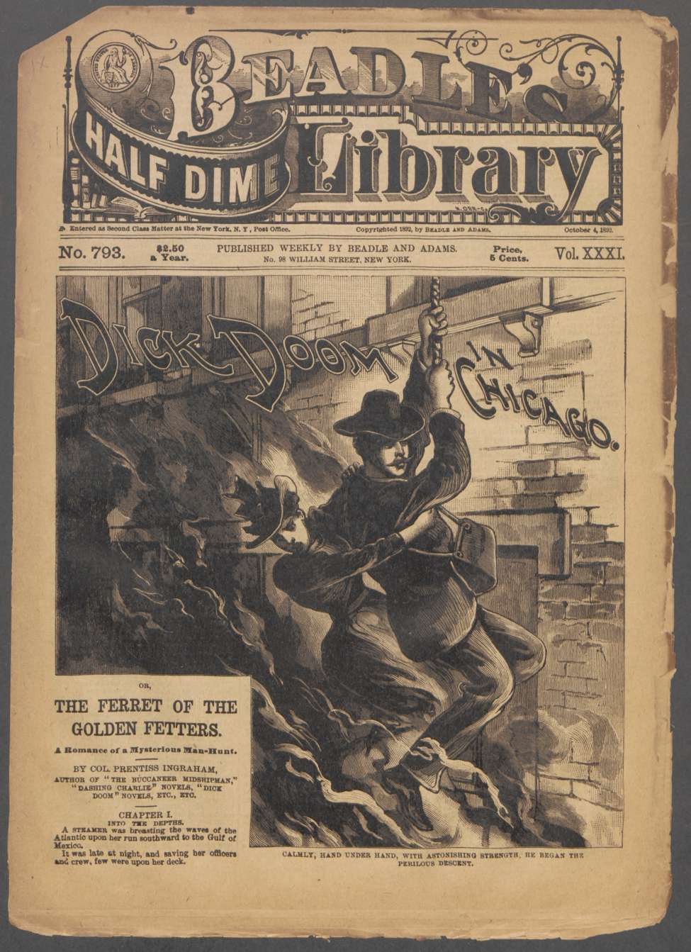 Book Cover For Beadle's Half Dime Library 793 - Dick Doom in Chicago