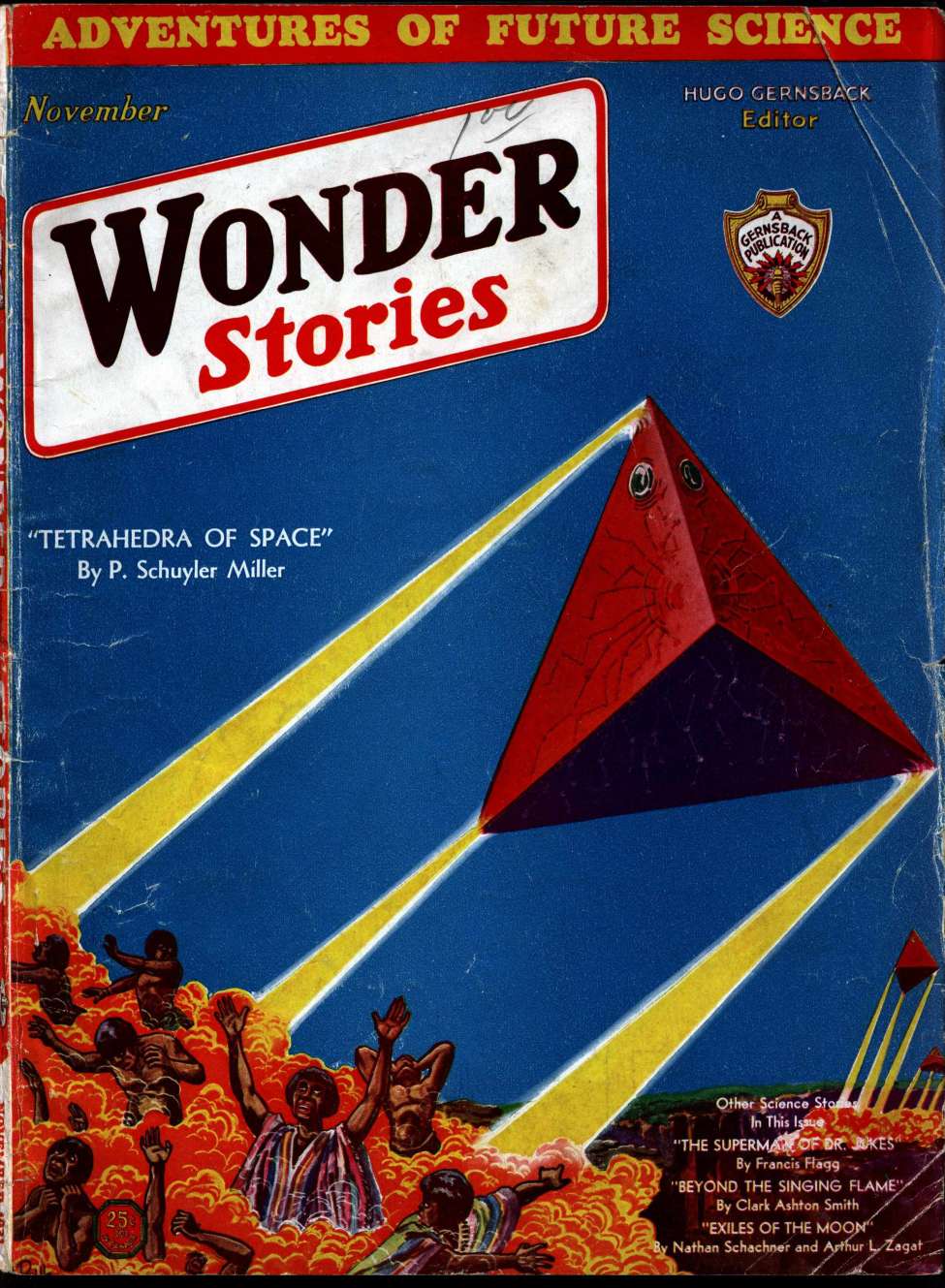 Book Cover For Wonder Stories v3 6 - Tetrahedra of Space - P. Schuyler Miller