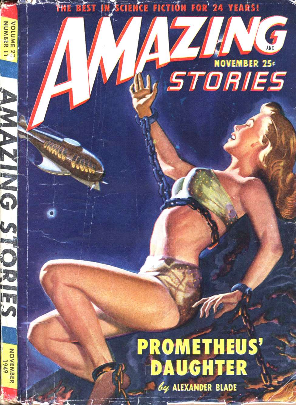 Book Cover For Amazing Stories v23 11 - Prometheus' Daughter - Alexander Blade