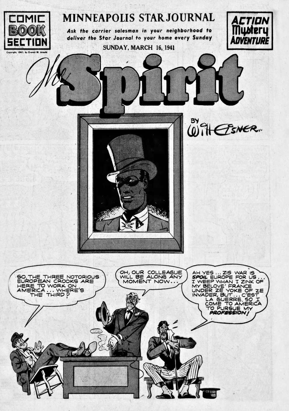 Book Cover For The Spirit (1941-03-16) - Minneapolis Star Journal (b/w)