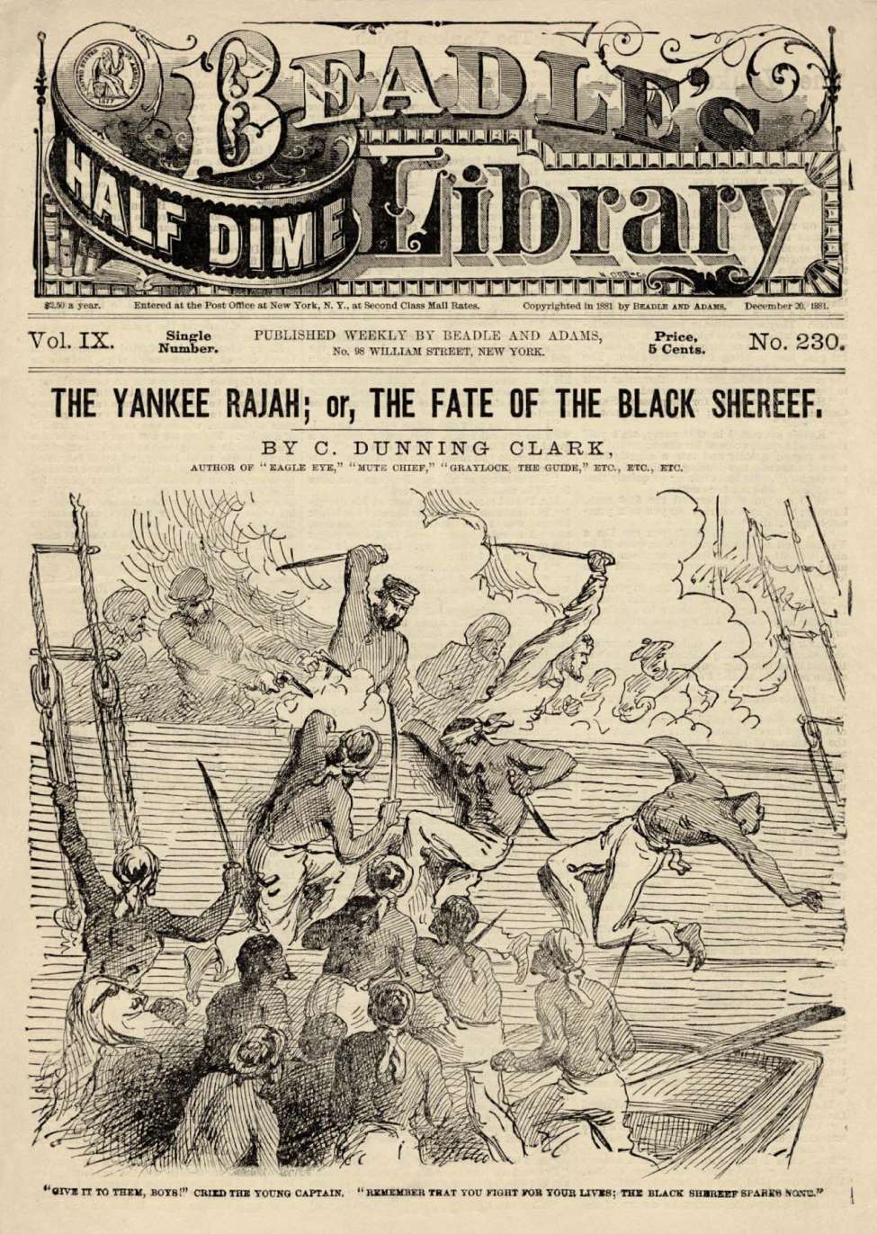 Comic Book Cover For Beadle's Half Dime Library 230 - The Yankee Rajah