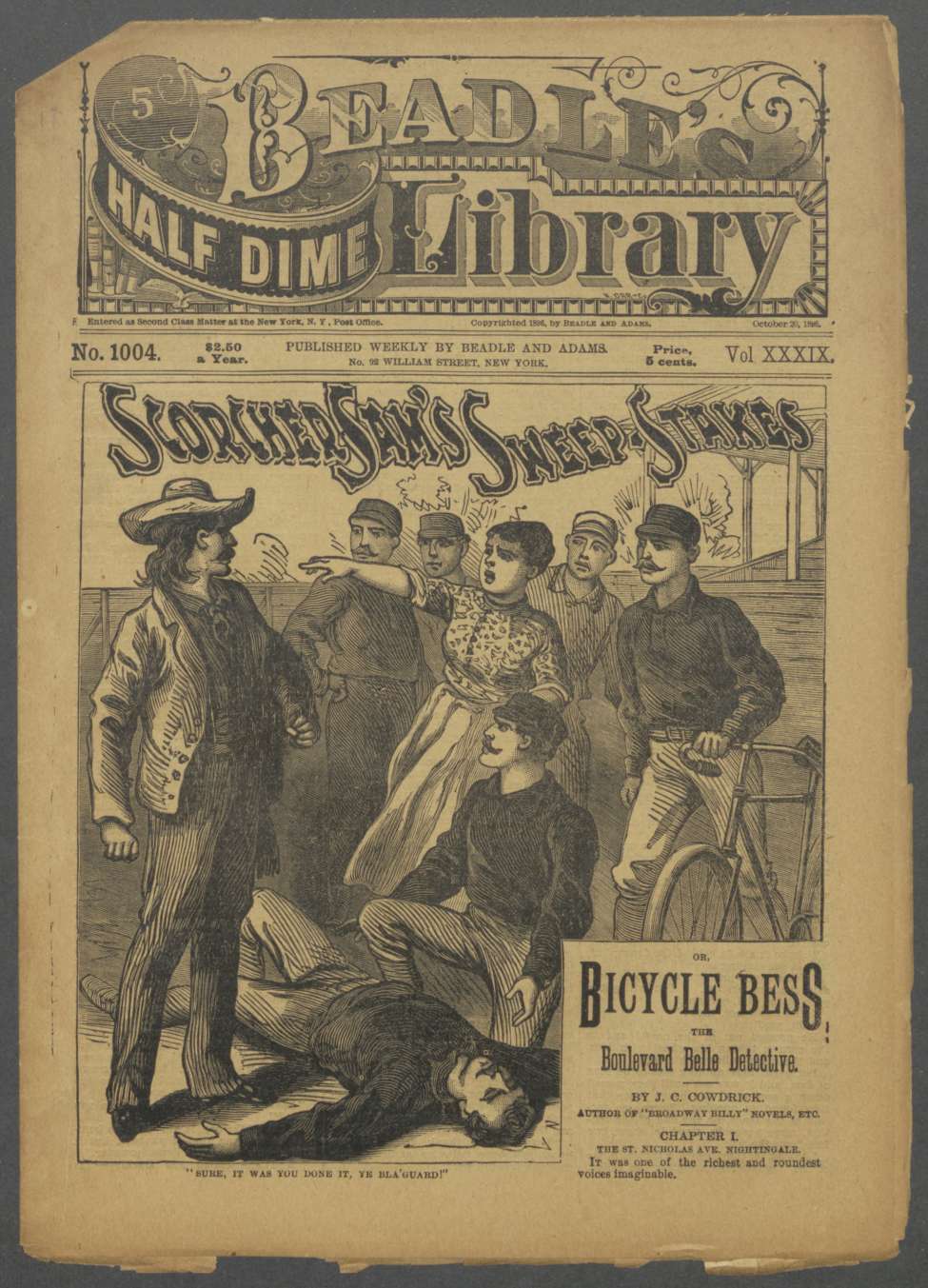 Book Cover For Beadle's Half Dime Library 1004 - Scorcher Sam's Sweep-Stakes