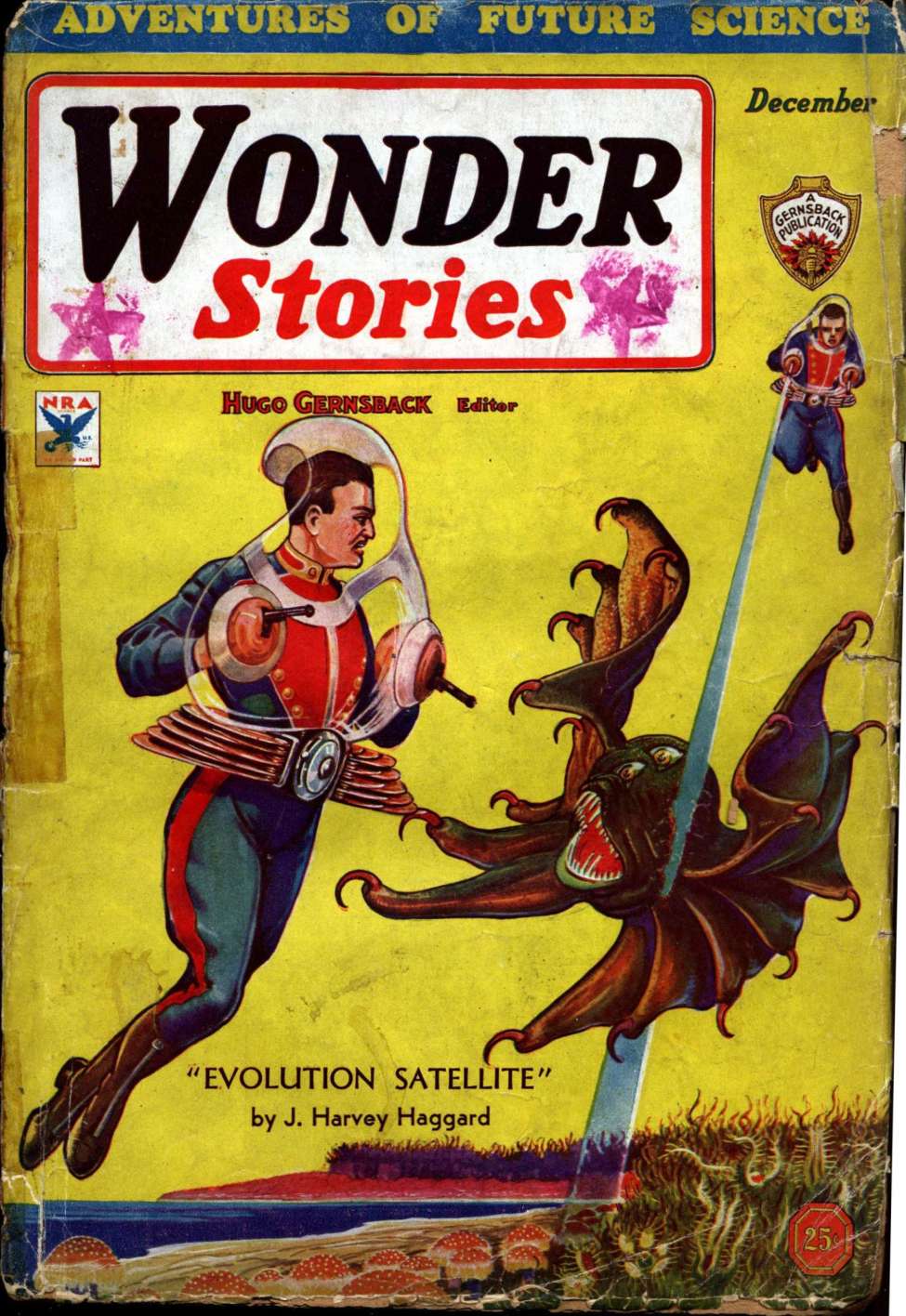 Book Cover For Wonder Stories v5 5 - Evolution Satellite - J. Harvey Haggard