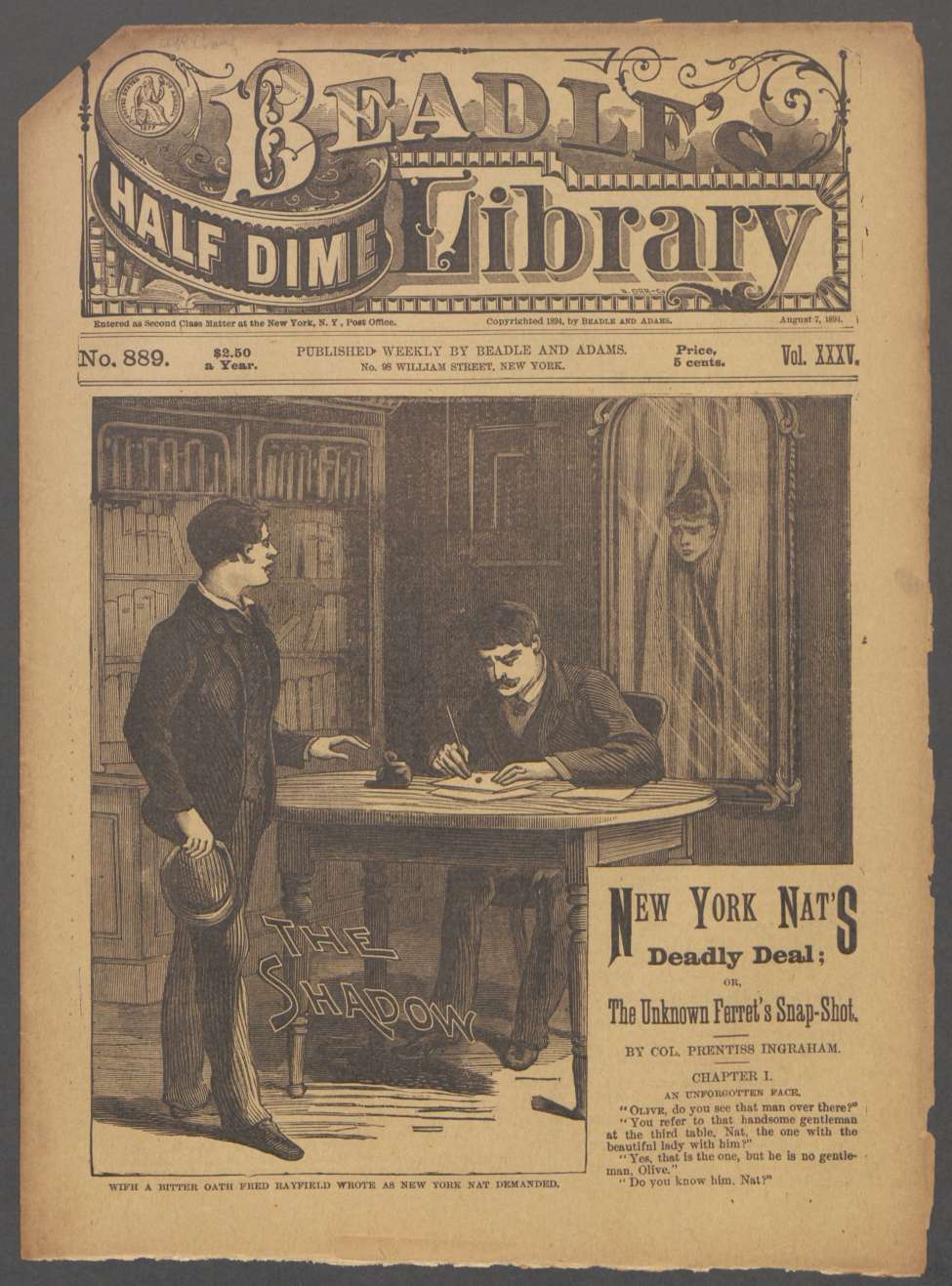 Book Cover For Beadle's Half Dime Library 889 - New York Nat's Deadly Deal