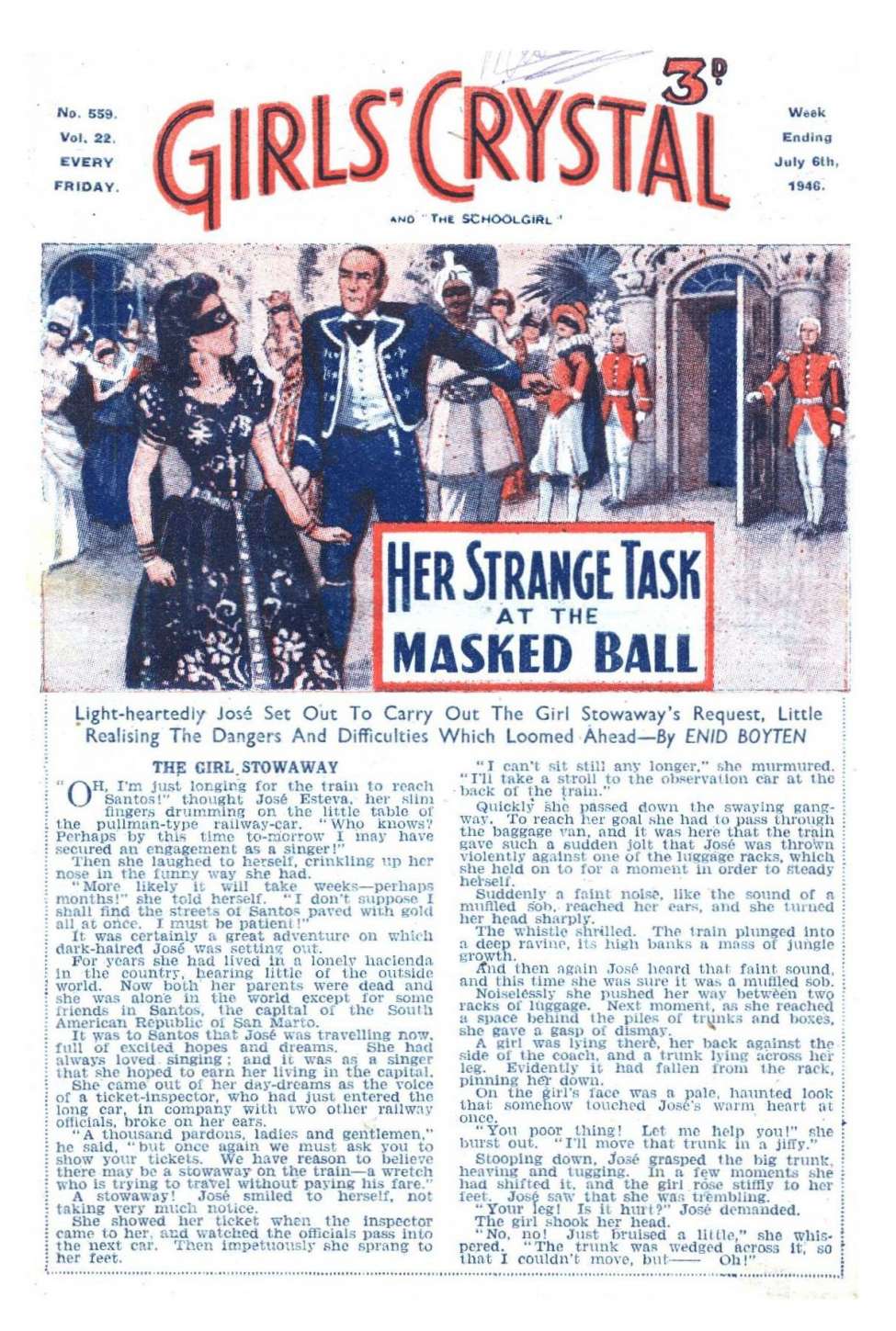 Book Cover For Girls' Crystal 559 - Her Strange Task at the Masked Ball