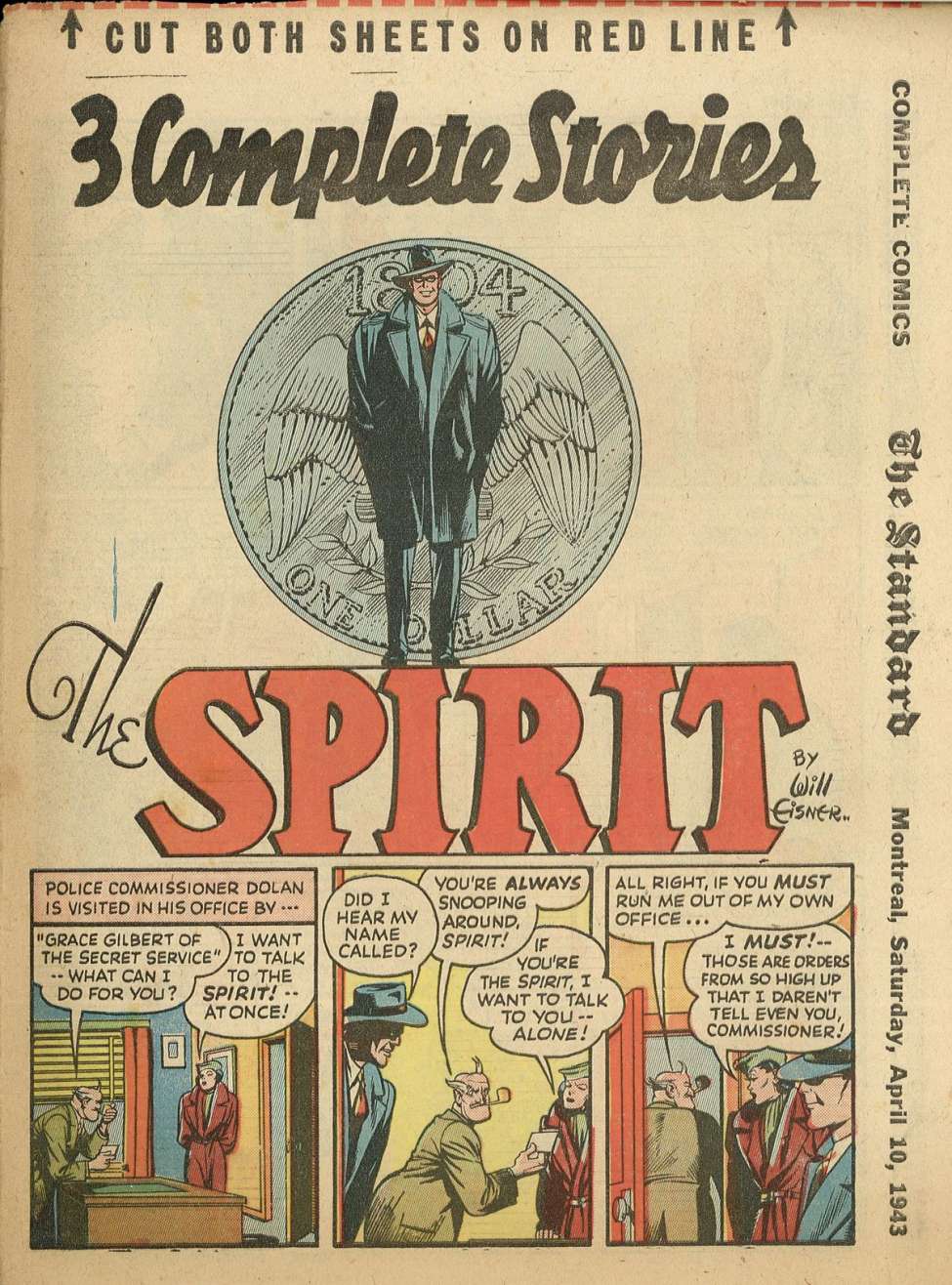 Comic Book Cover For The Spirit (1943-04-10) - Montreal Standard