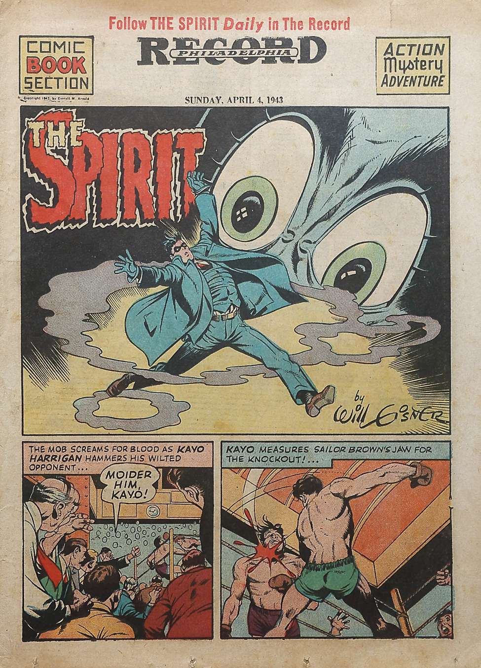 Comic Book Cover For The Spirit (1943-04-04) - Philadelphia Record