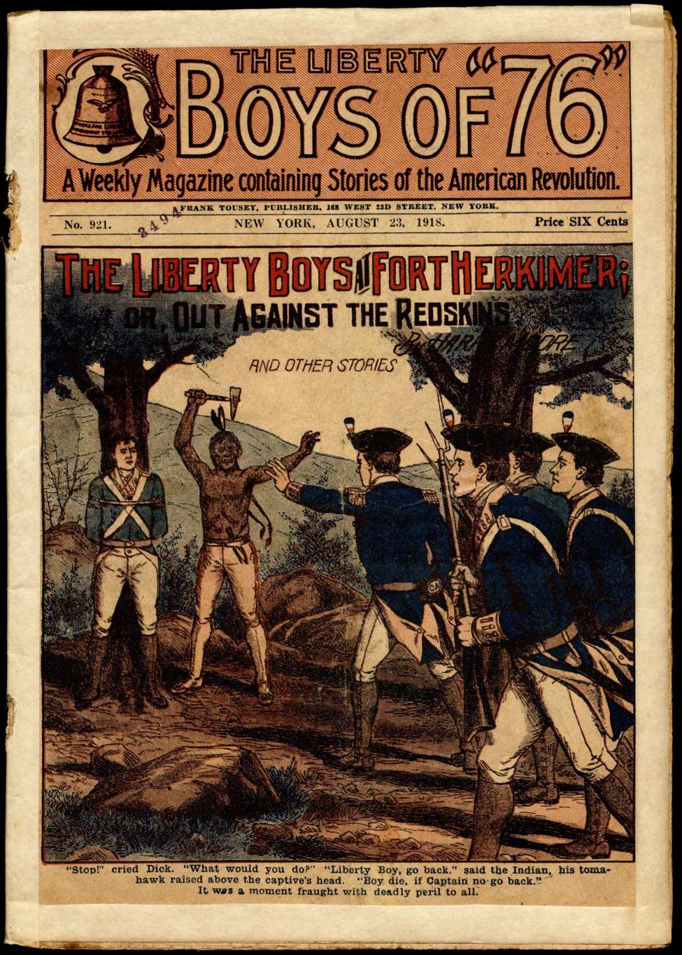 Book Cover For The Liberty Boys of 76 921 - The Liberty Boys at Fort Herkimer