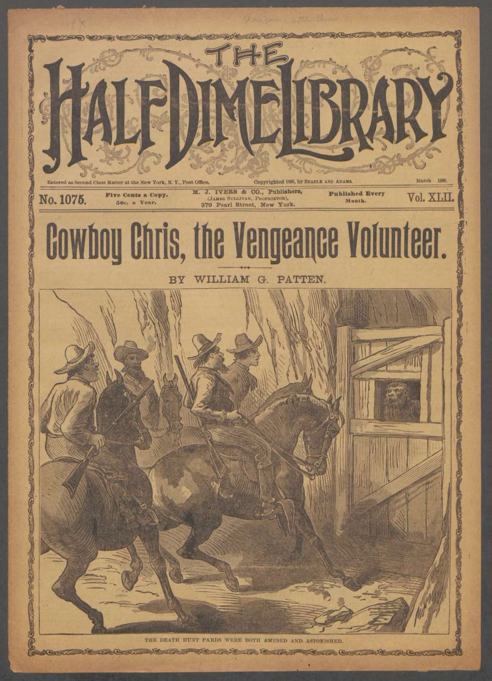 Book Cover For Beadle's Half Dime Library 1075 - Cowboy Chris, the Vengeance Volunteer
