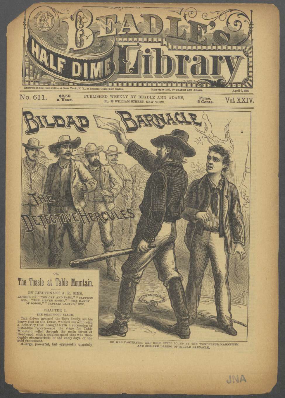 Book Cover For Beadle's Half Dime Library 611 - Bildad Barnacle, the Detective Hercules