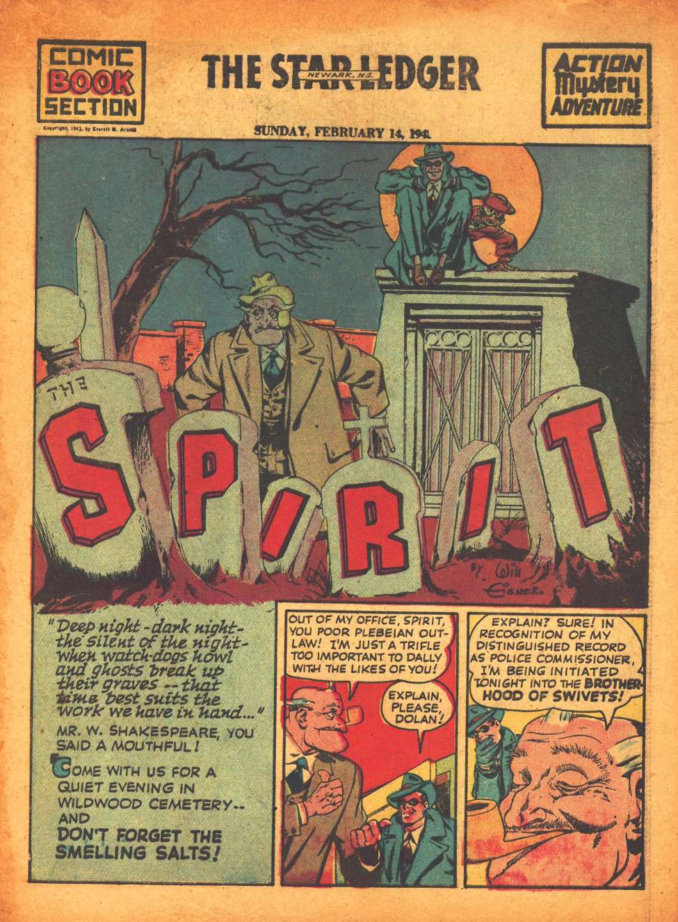 Comic Book Cover For The Spirit (1943-02-14) - Star-Ledger