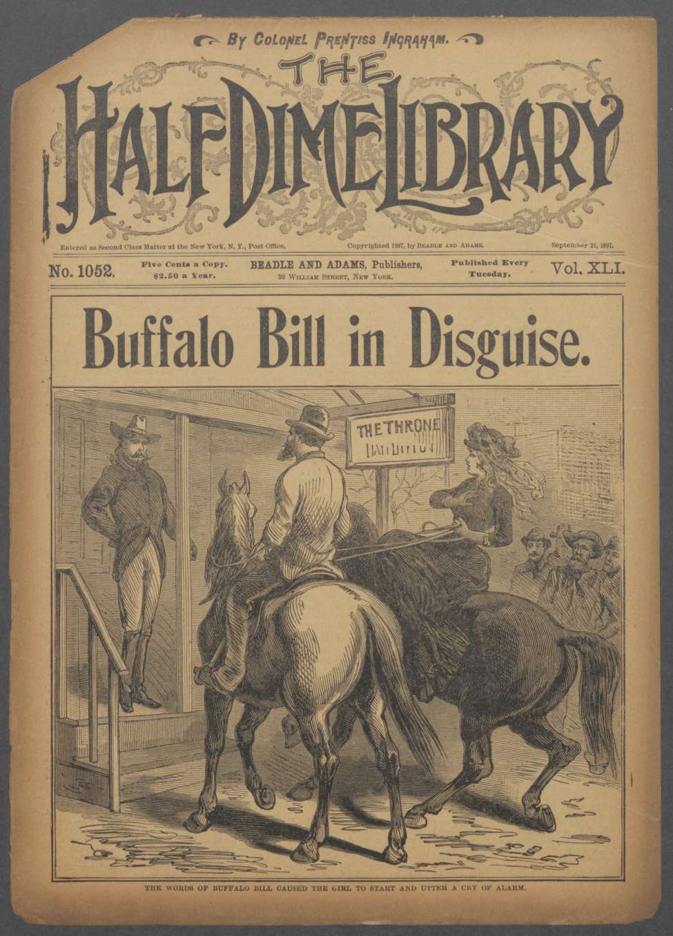 Book Cover For Beadle's Half Dime Library 1052 - Buffalo Bill in Disguise