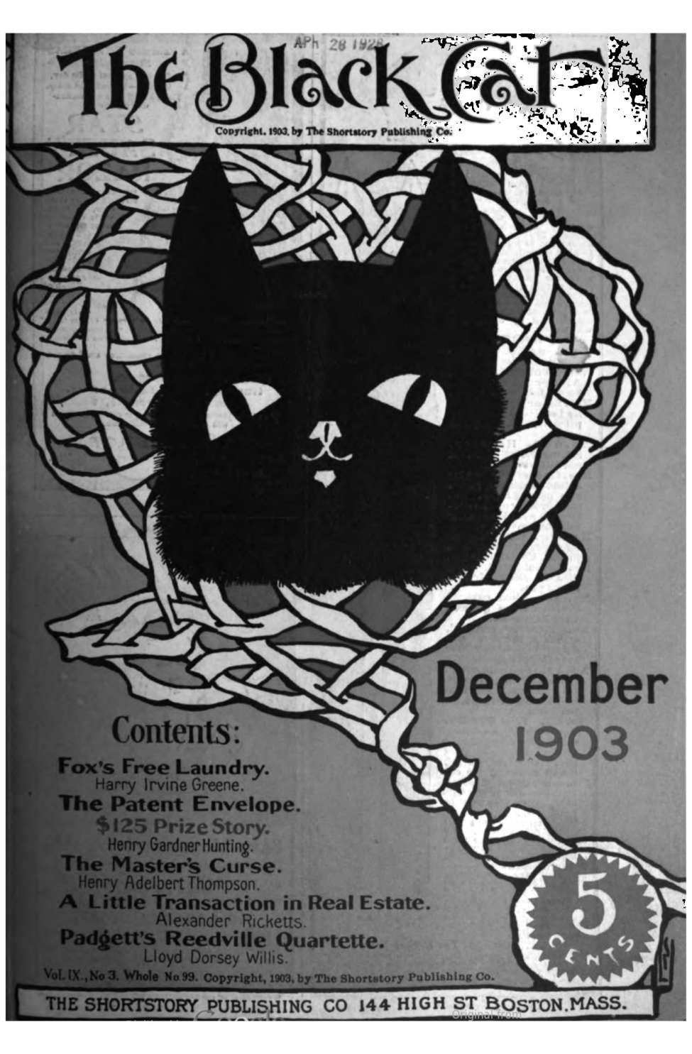 Book Cover For The Black Cat v9 3 - Fox’s Free Laundry - Harry Irving Greene