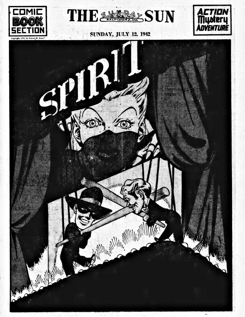 Comic Book Cover For The Spirit (1942-07-12) - Baltimore Sun (b/w)