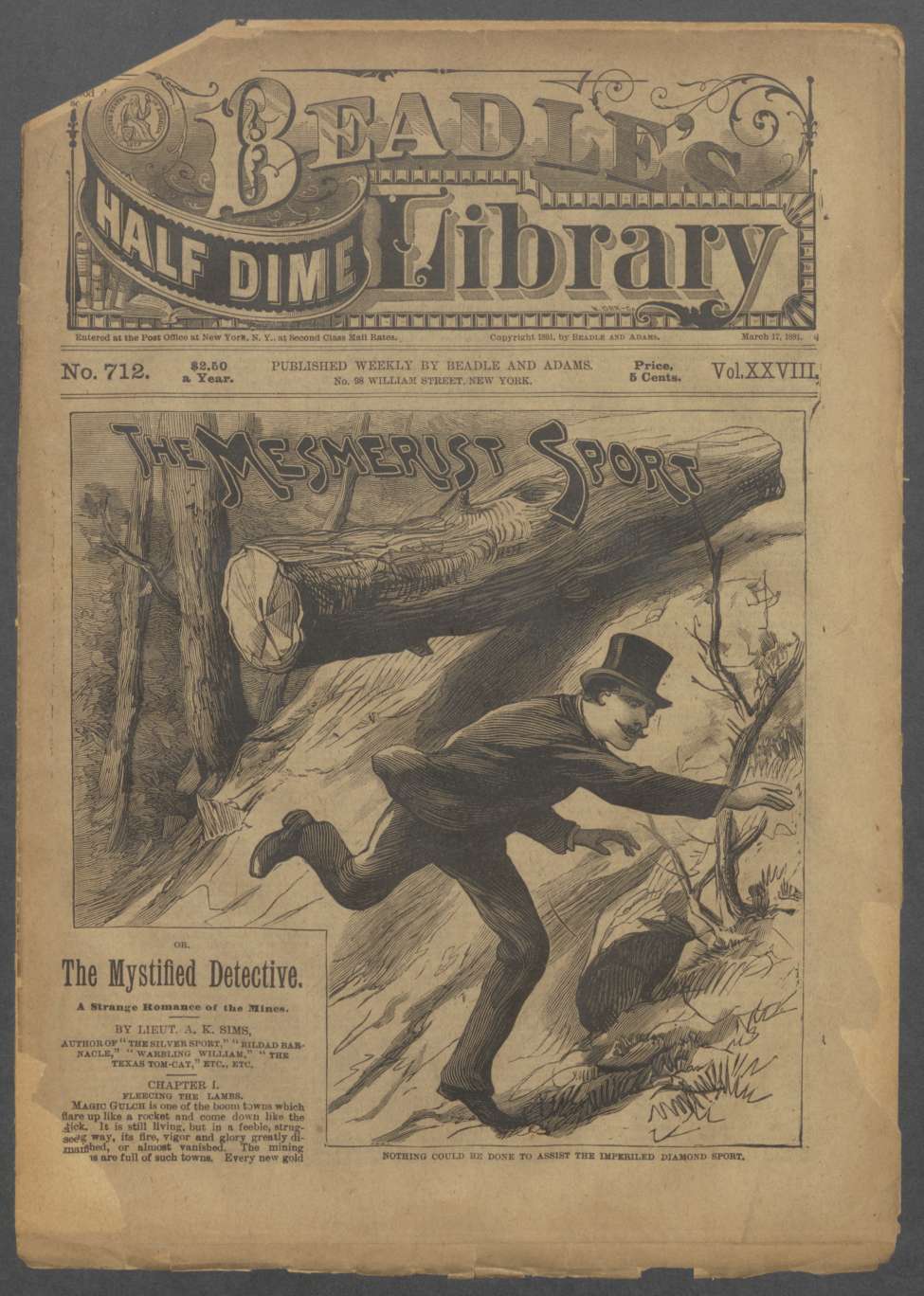 Book Cover For Beadle's Half Dime Library 712 - The Mesmerist Sport