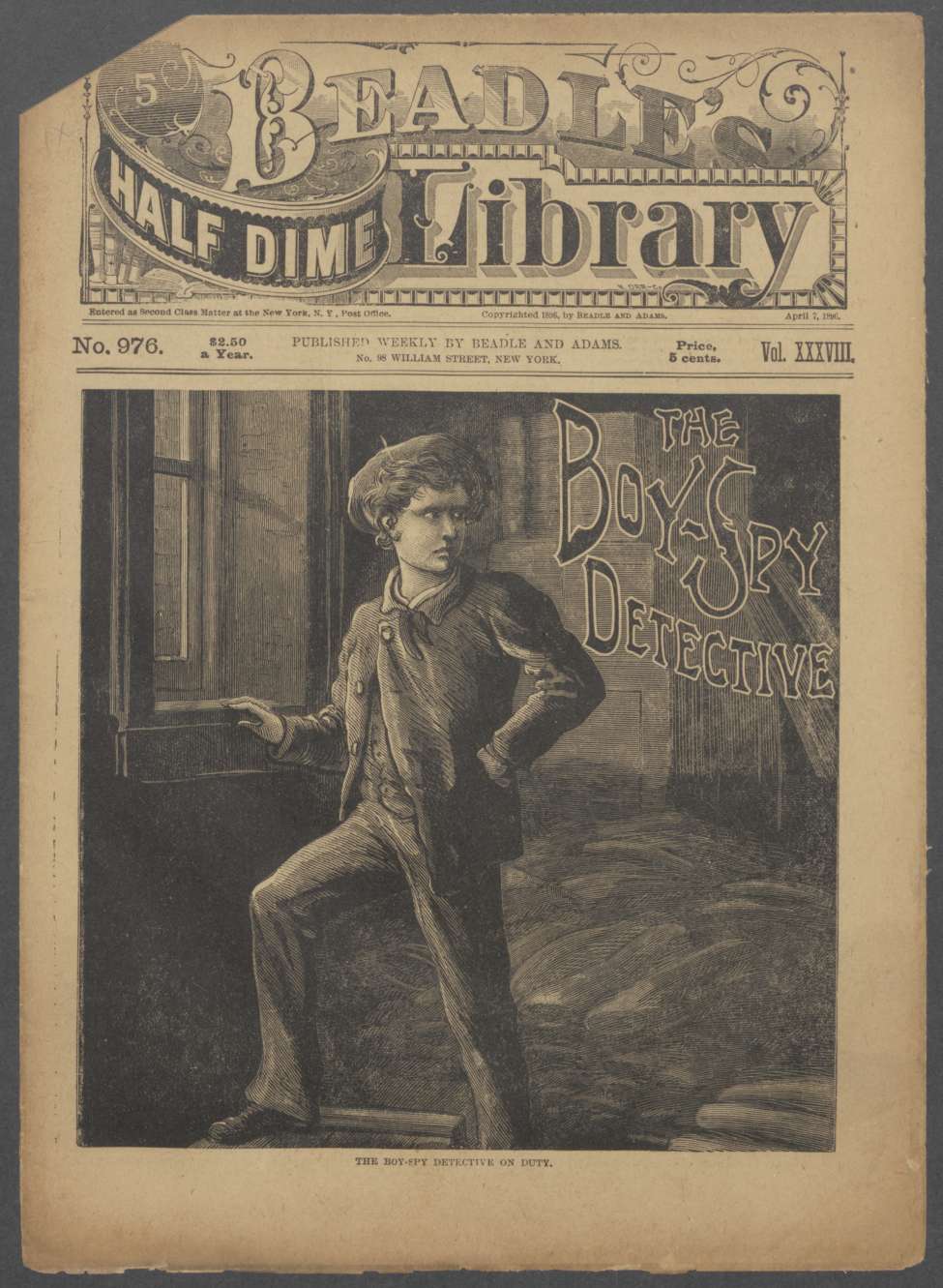Book Cover For Beadle's Half Dime Library 976 - Plucky Dan, the Boy Spy-Detective