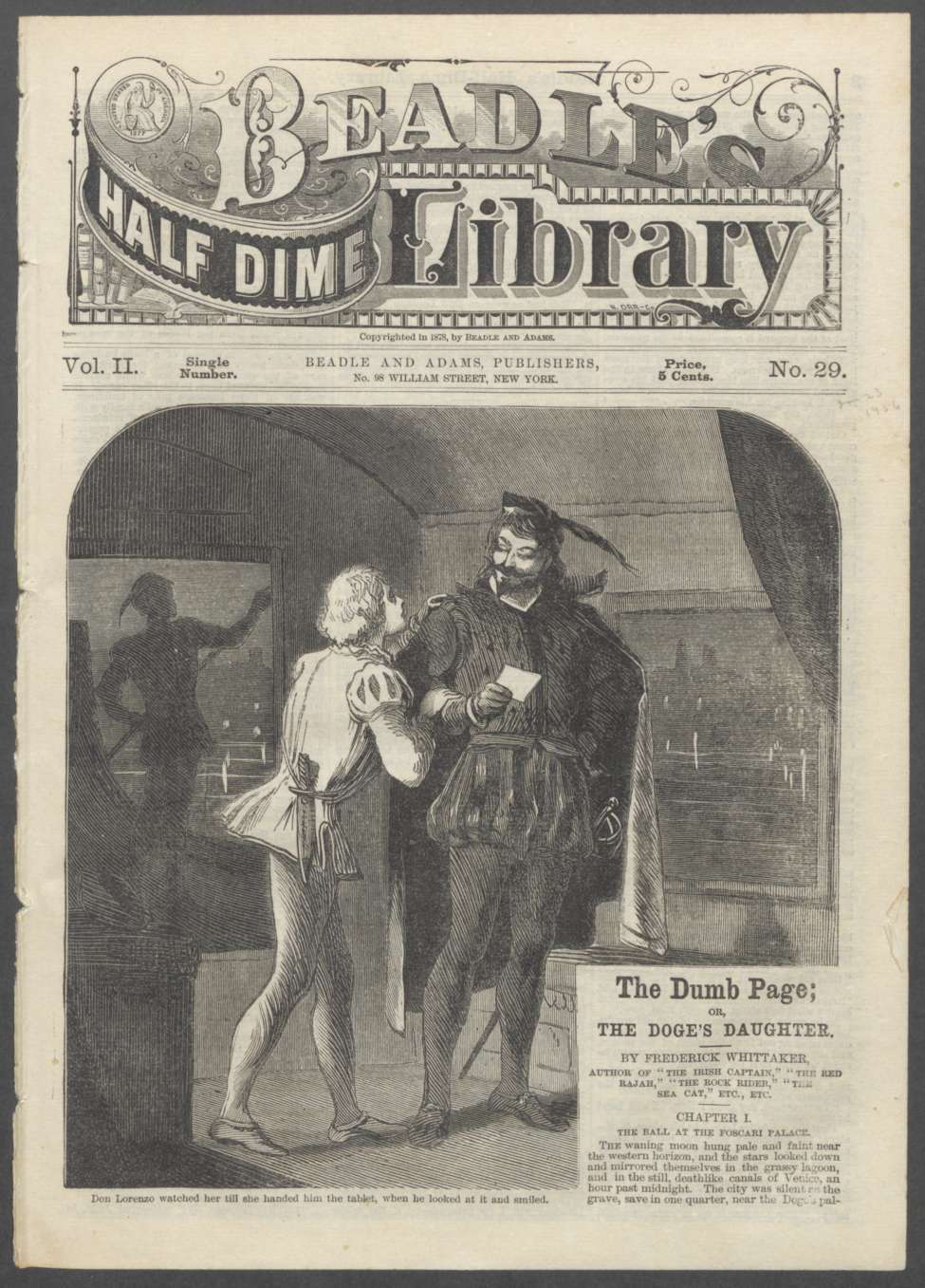 Book Cover For Beadle's Half Dime Library 29 - The Dumb Page