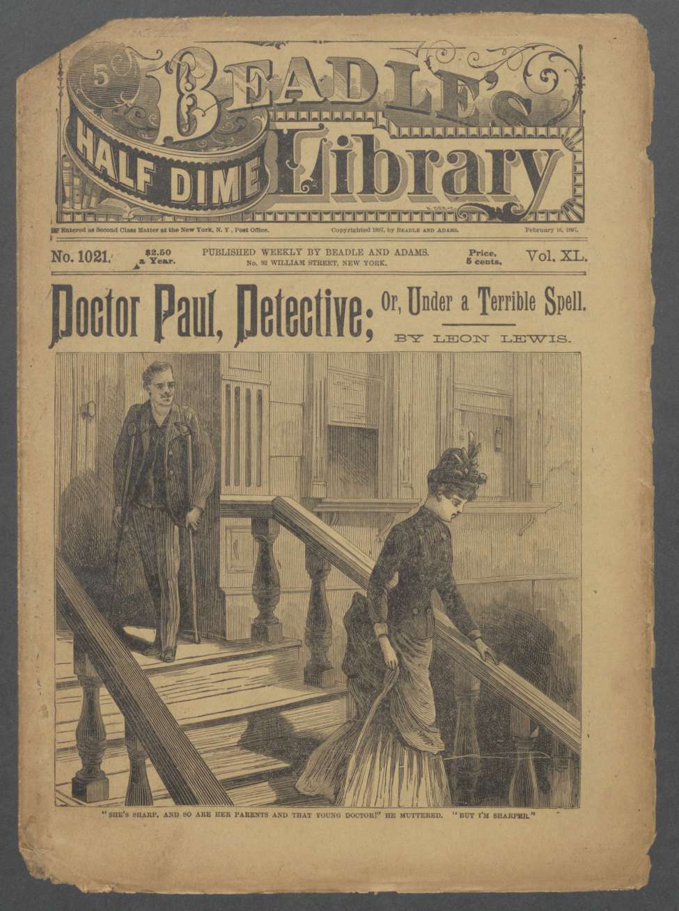 Book Cover For Beadle's Half Dime Library 1021 - Doctor Paul, Detective
