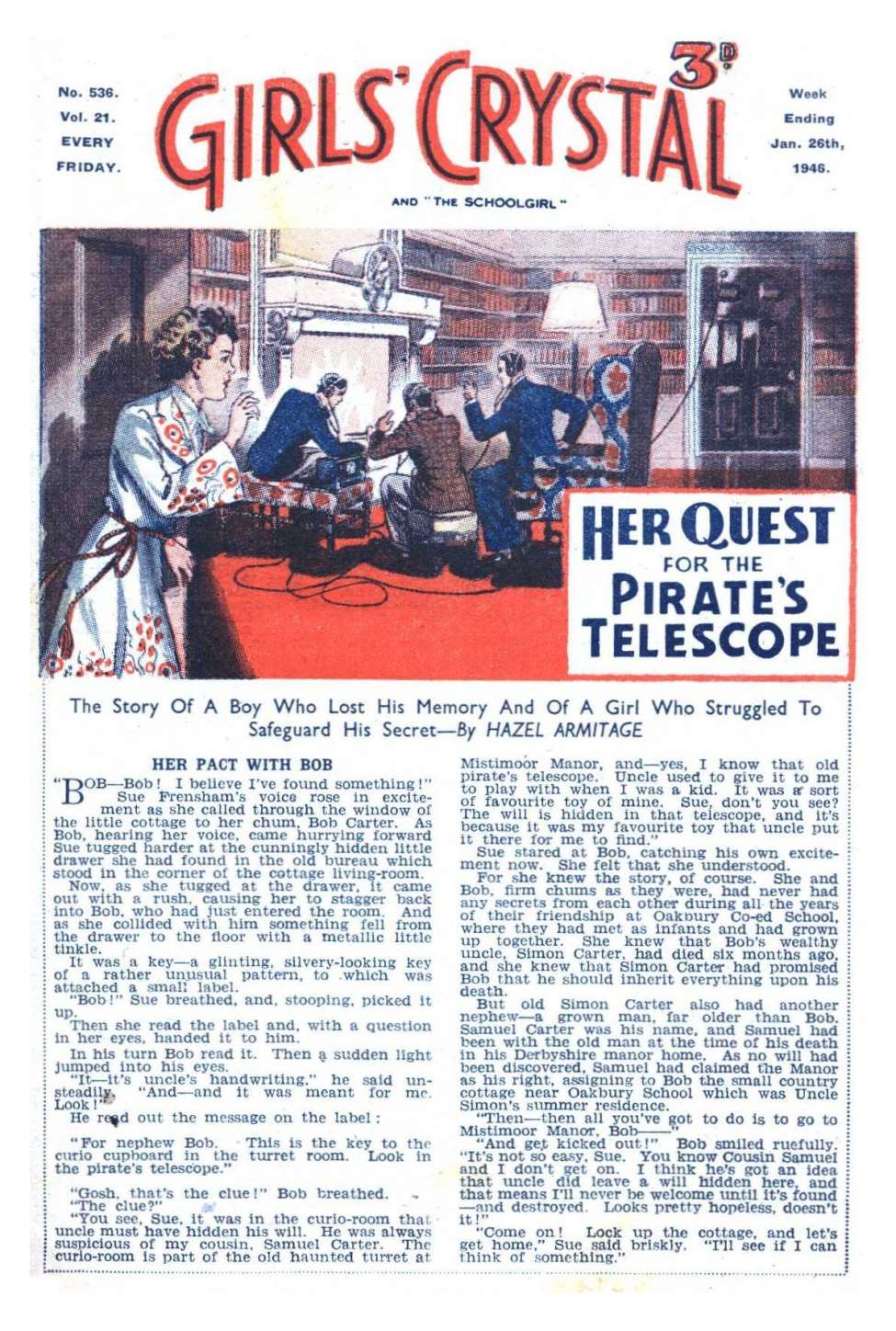 Comic Book Cover For Girls' Crystal 536 - Her Ouest For The Pirate's Telescope