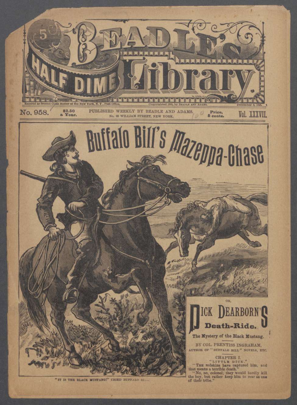 Book Cover For Beadle's Half Dime Library 958 - Buffalo Bill's Mazeppa-Chase