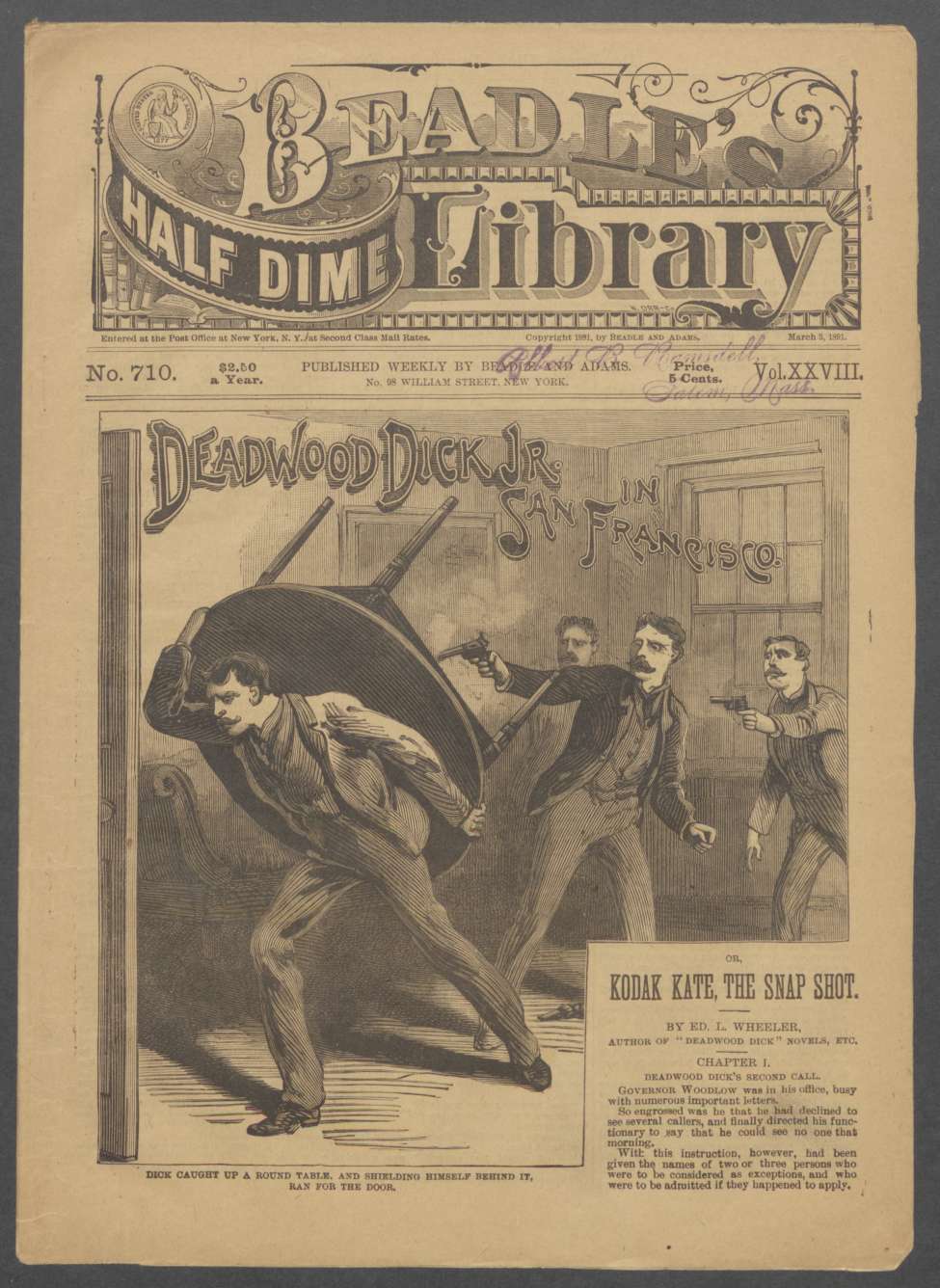Book Cover For Beadle's Half Dime Library 710 - Deadwood Dick Jr. in San Francisco