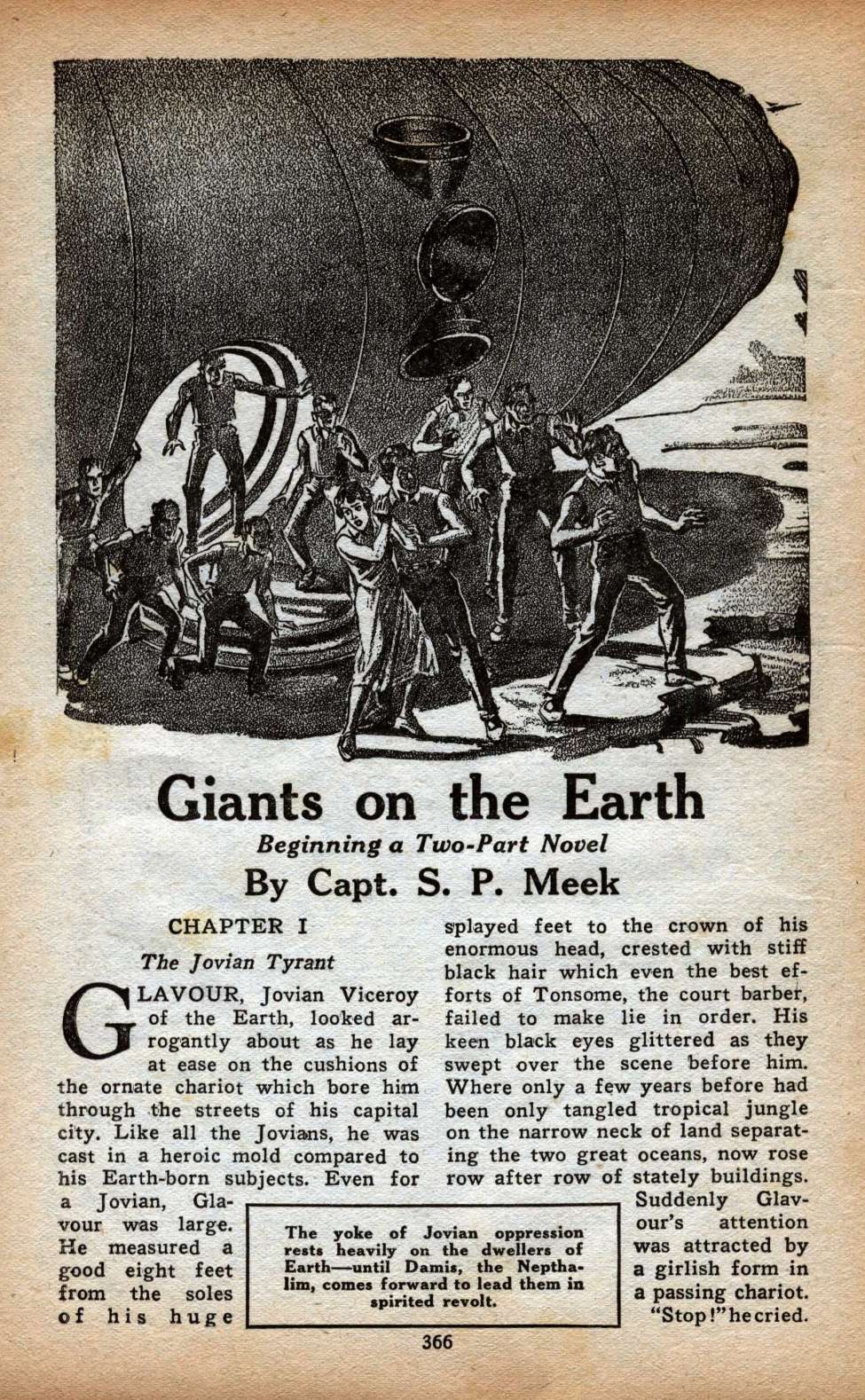 Book Cover For Astounding Serial - Giants on the Earth - S P Meek
