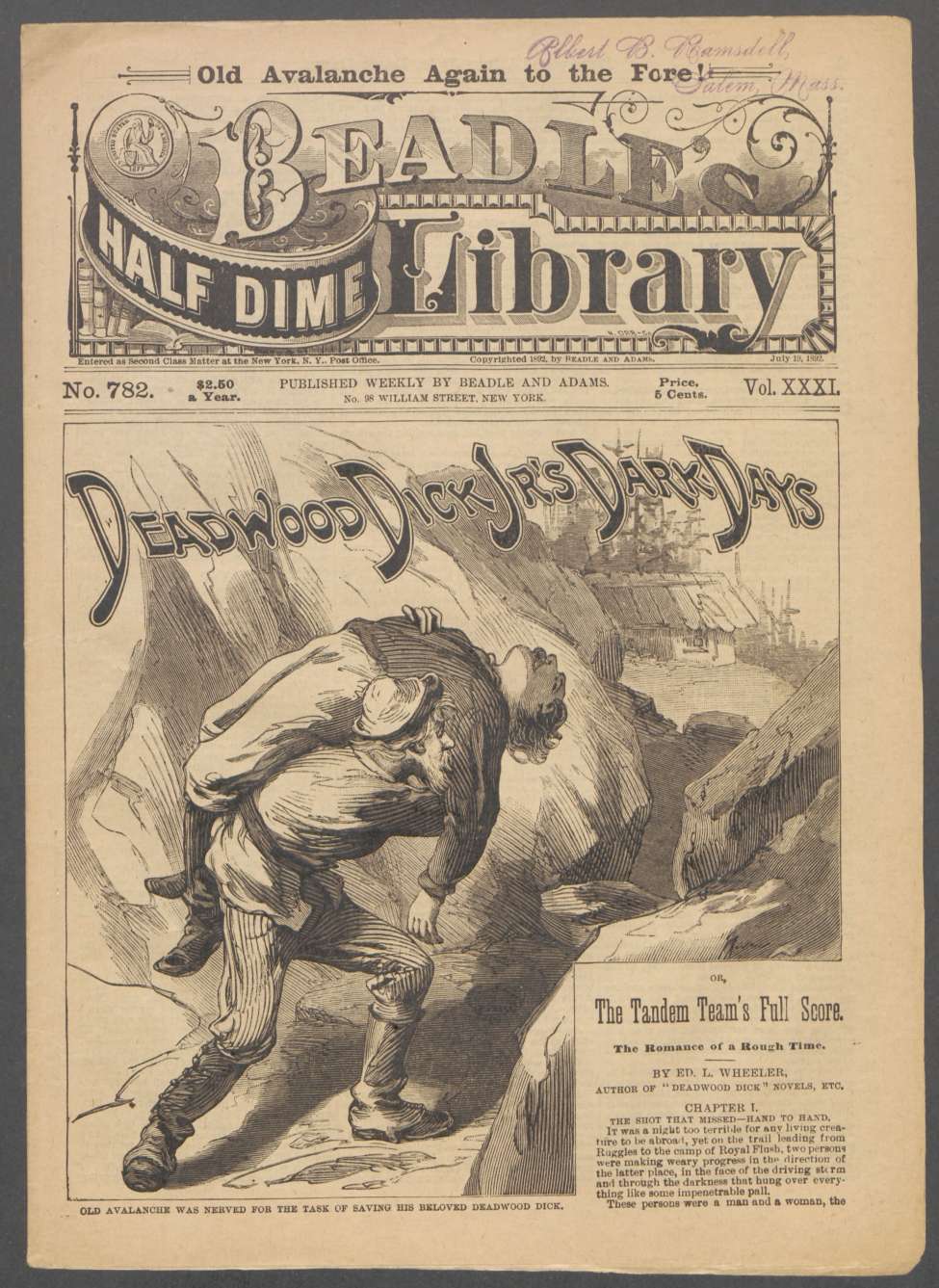 Book Cover For Beadle's Half Dime Library 782 - Deadwood Dick Jr.'s Dark Days