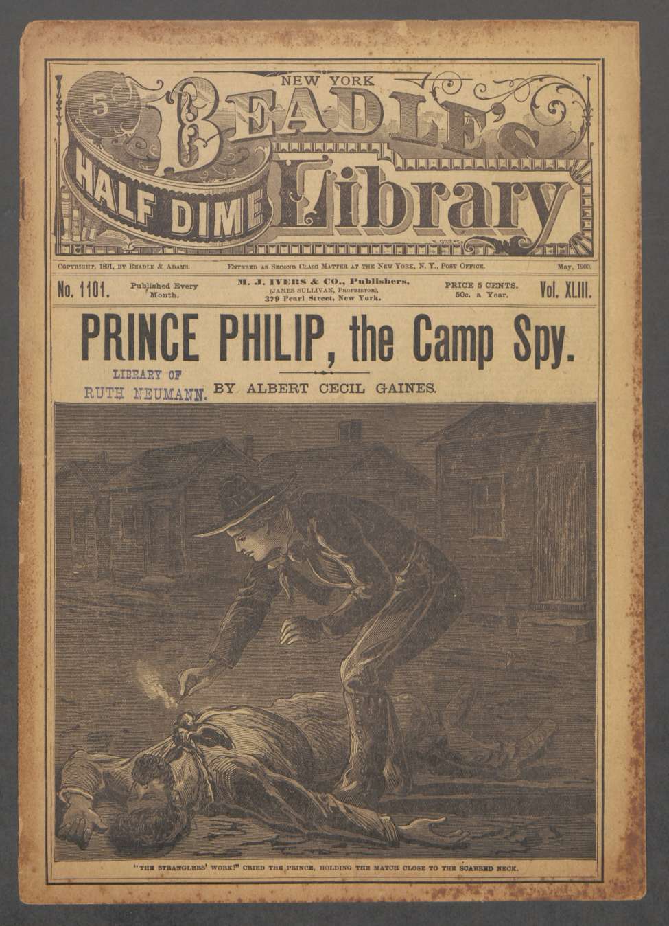 Book Cover For Beadle's Half Dime Library 1101 - Prince Philip, the Camp Spy