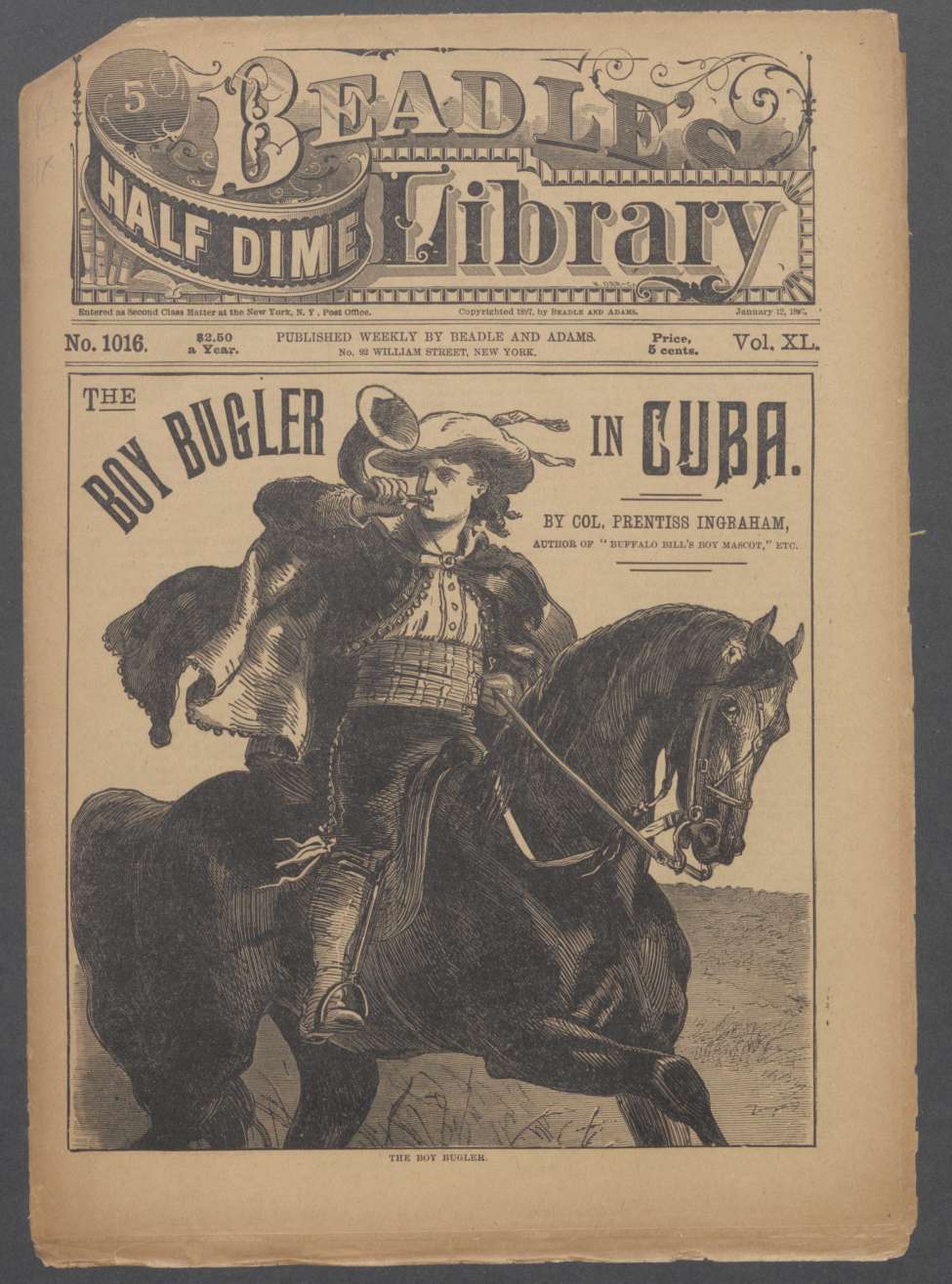 Book Cover For Beadle's Half Dime Library 1016 - The Boy Bugler on Cuba