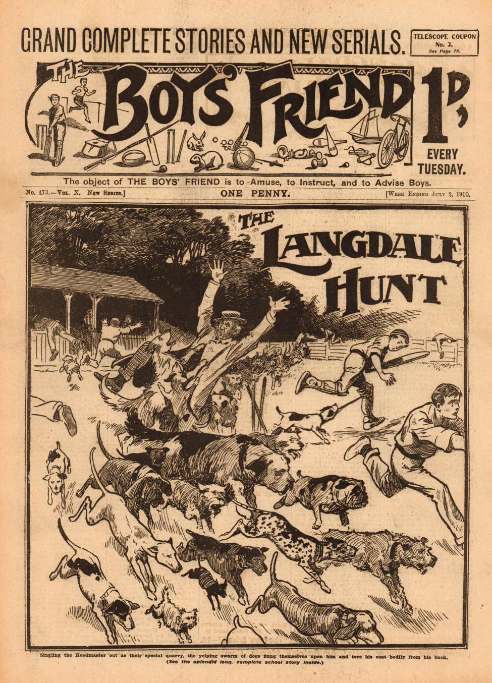 Comic Book Cover For The Boys' Friend 473 - The Langdale Hunt