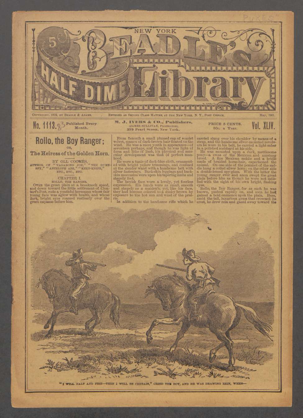 Book Cover For Beadle's Half Dime Library 1113 - Rollo, the Boy Ranger