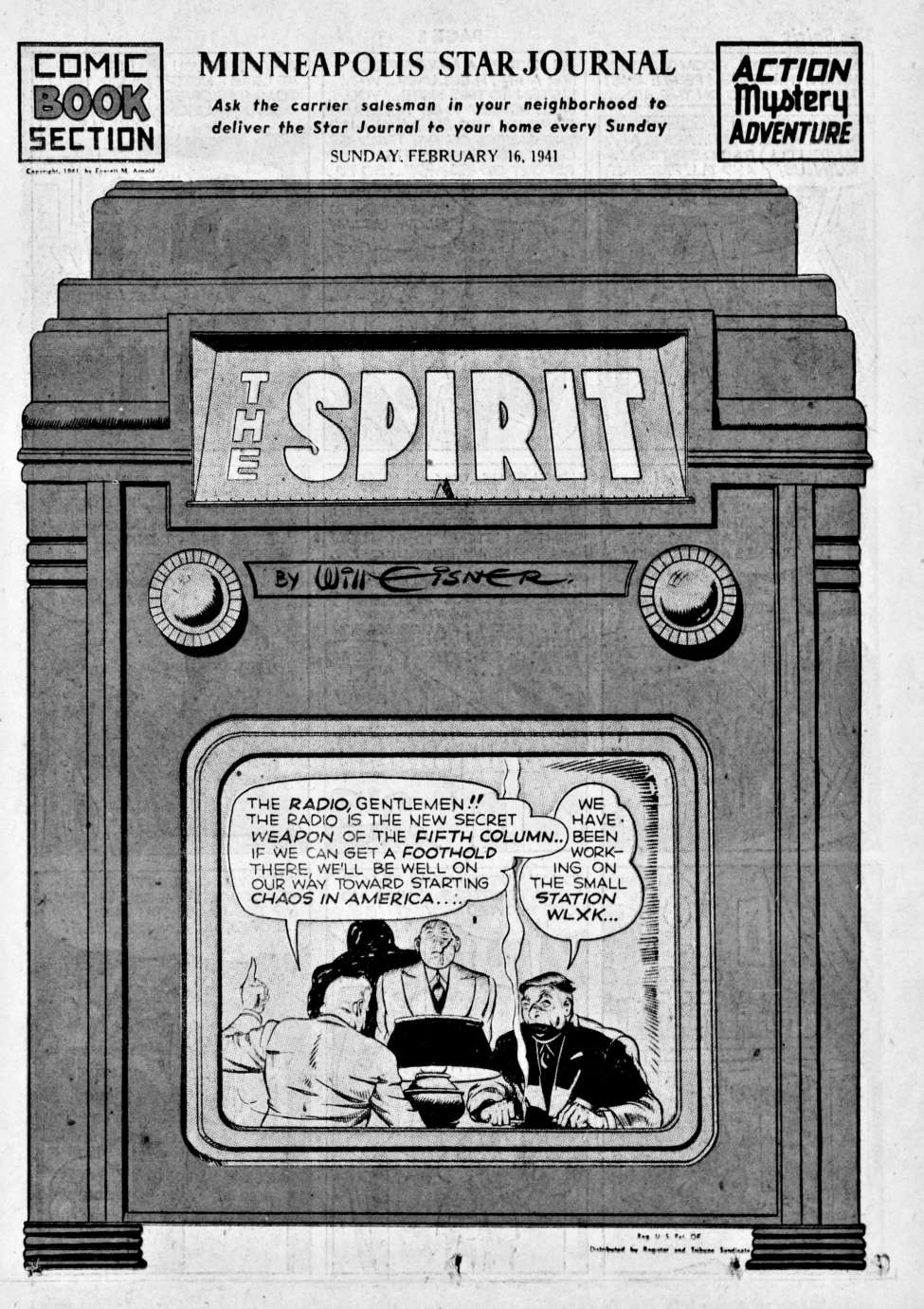 Book Cover For The Spirit (1941-02-16) - Minneapolis Star Journal (b/w)
