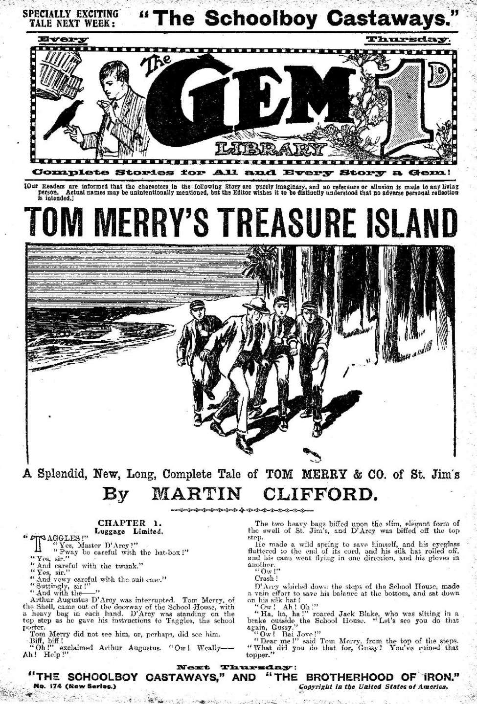 Comic Book Cover For The Gem v2 174 - Tom Merry’s Treasure Island