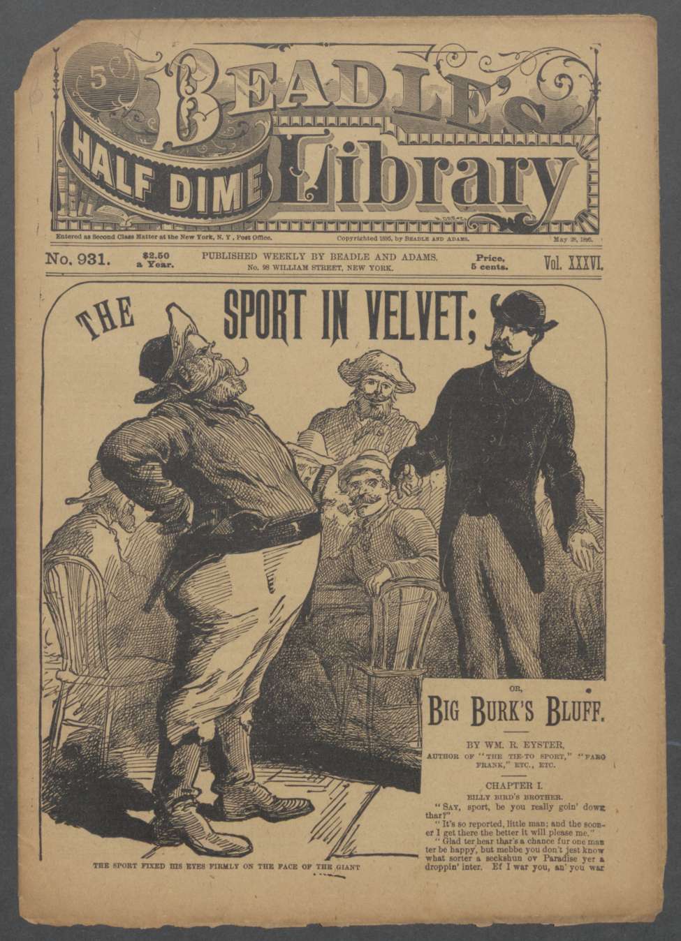 Book Cover For Beadle's Half Dime Library 931 - Sport in Velvet