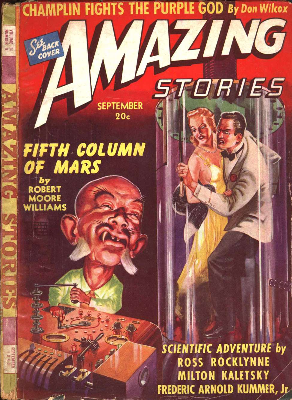 Book Cover For Amazing Stories v14 9 - Fifth Column of Mars - Robert Moore Williams