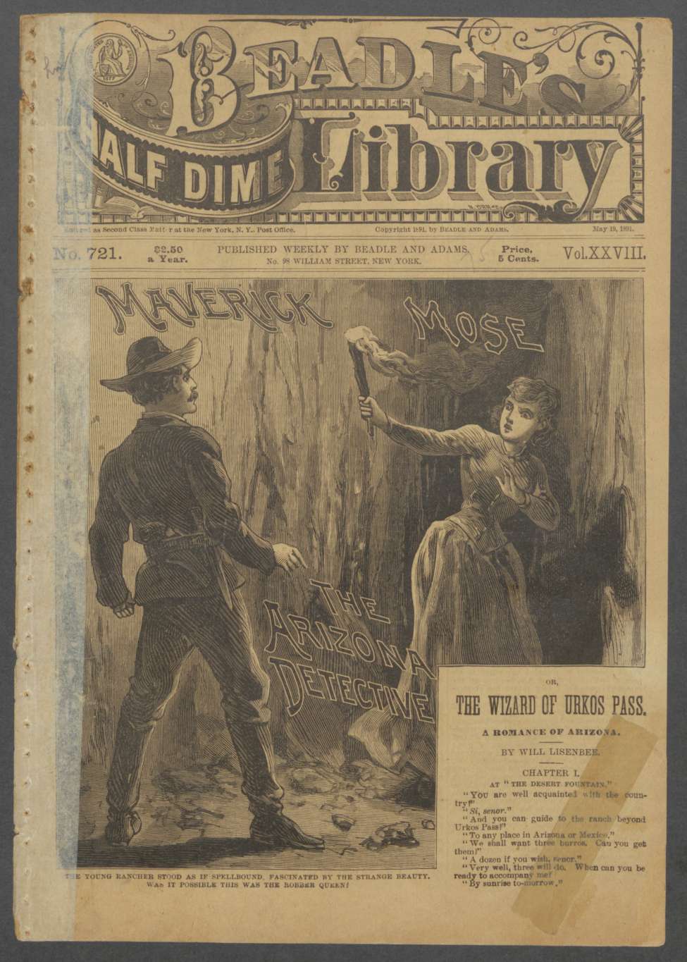 Book Cover For Beadle's Half Dime Library 721 - Maverick Mose, the Arizona Detective