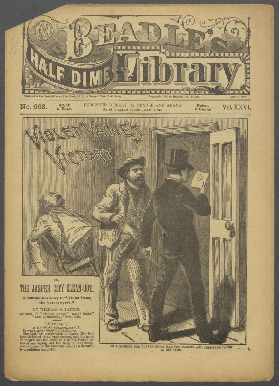 Book Cover For Beadle's Half Dime Library 663 - Violet Vane's Victory