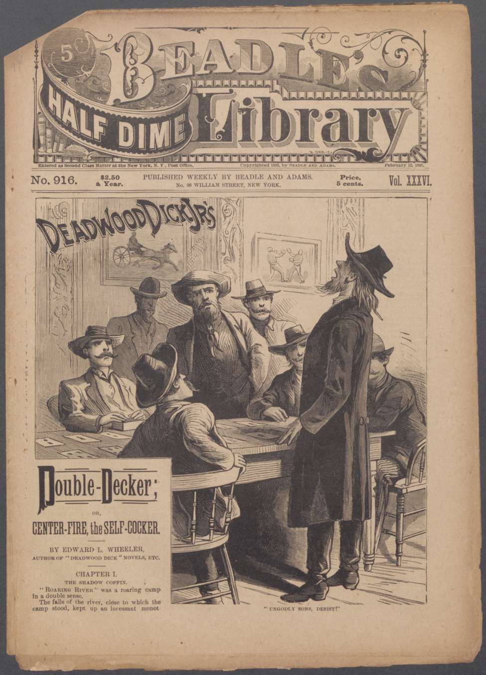 Book Cover For Beadle's Half Dime Library 916 - Deadwood Dick Jr.'s Double-Decker