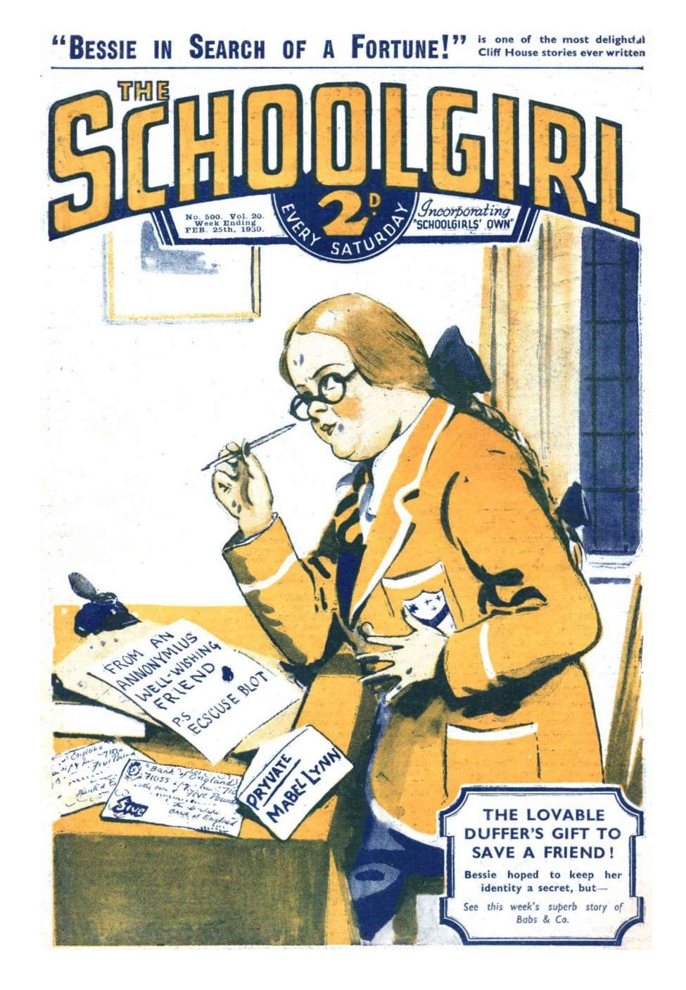 Comic Book Cover For The Schoolgirl 500